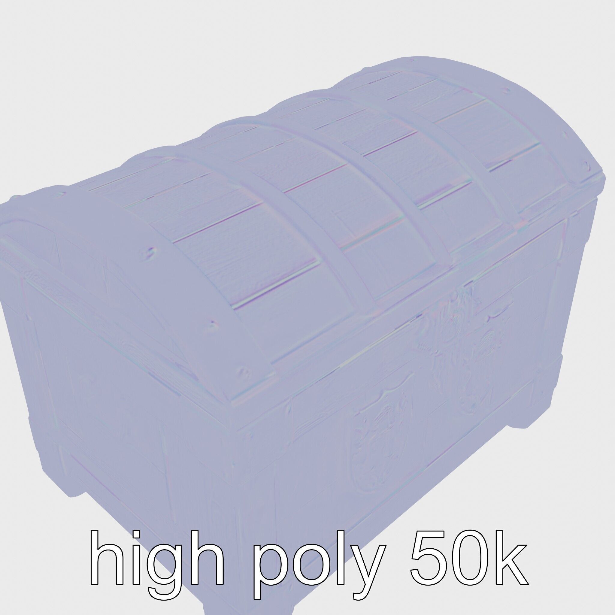 Medieval Treasure Chest with Iron Reinforcements Low-poly 3D model_16