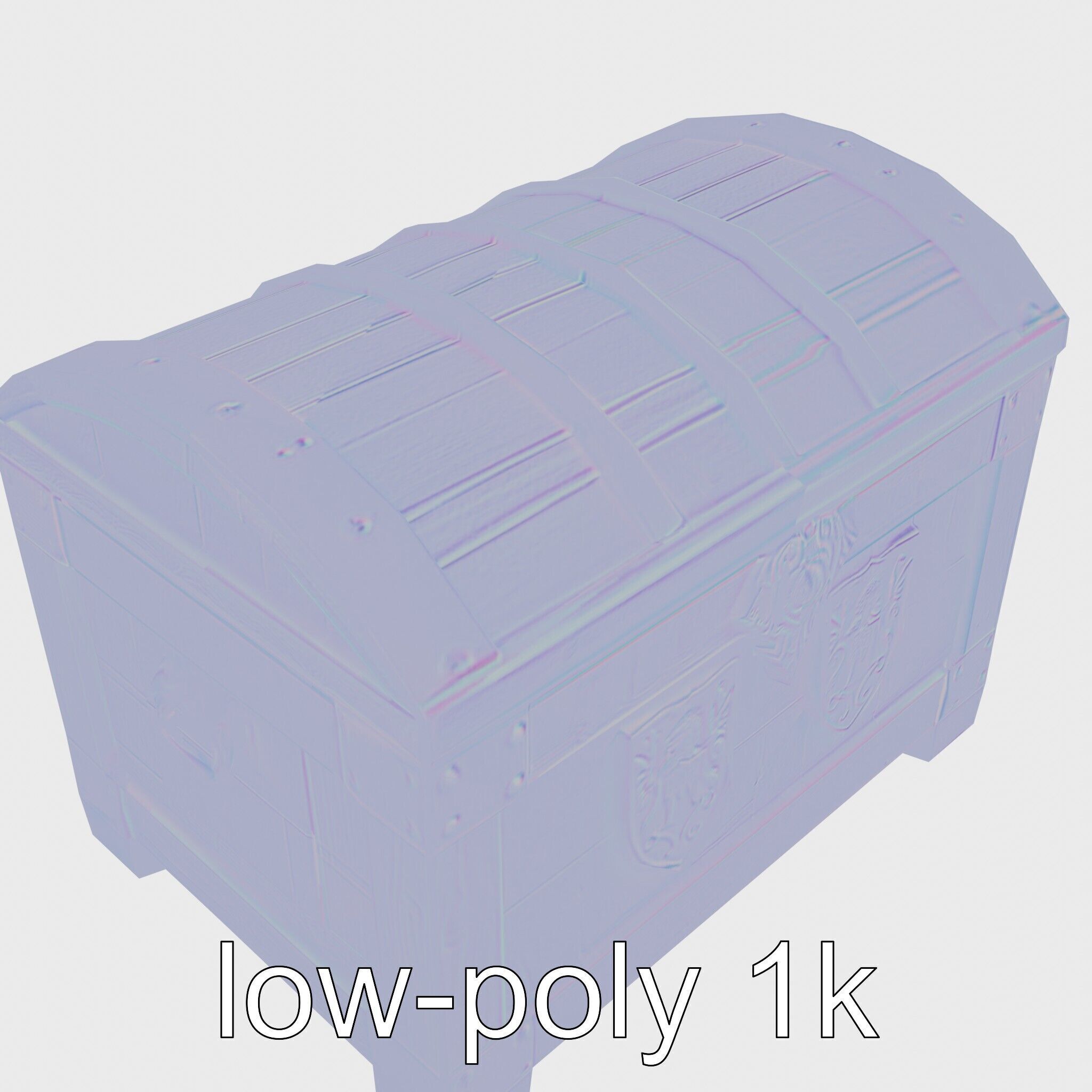 Medieval Treasure Chest with Iron Reinforcements Low-poly 3D model_29