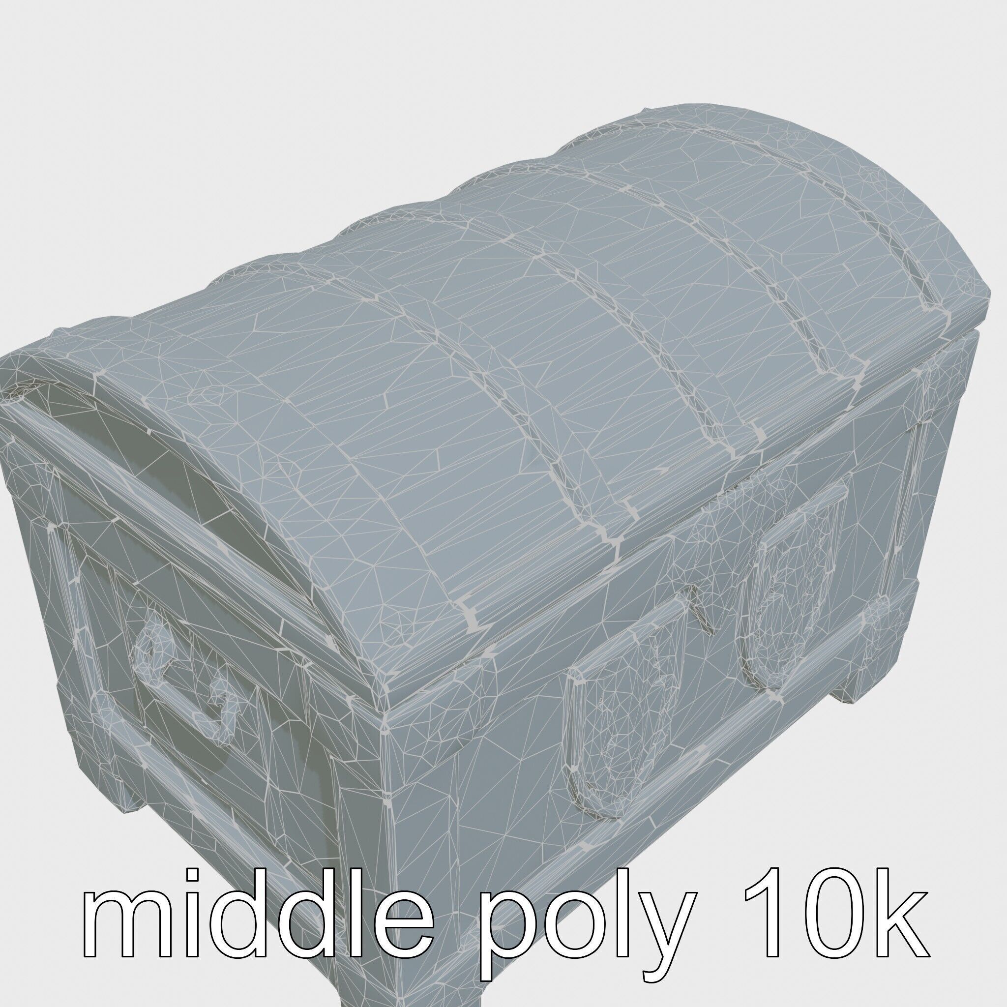 Medieval Treasure Chest with Iron Reinforcements Low-poly 3D model_33