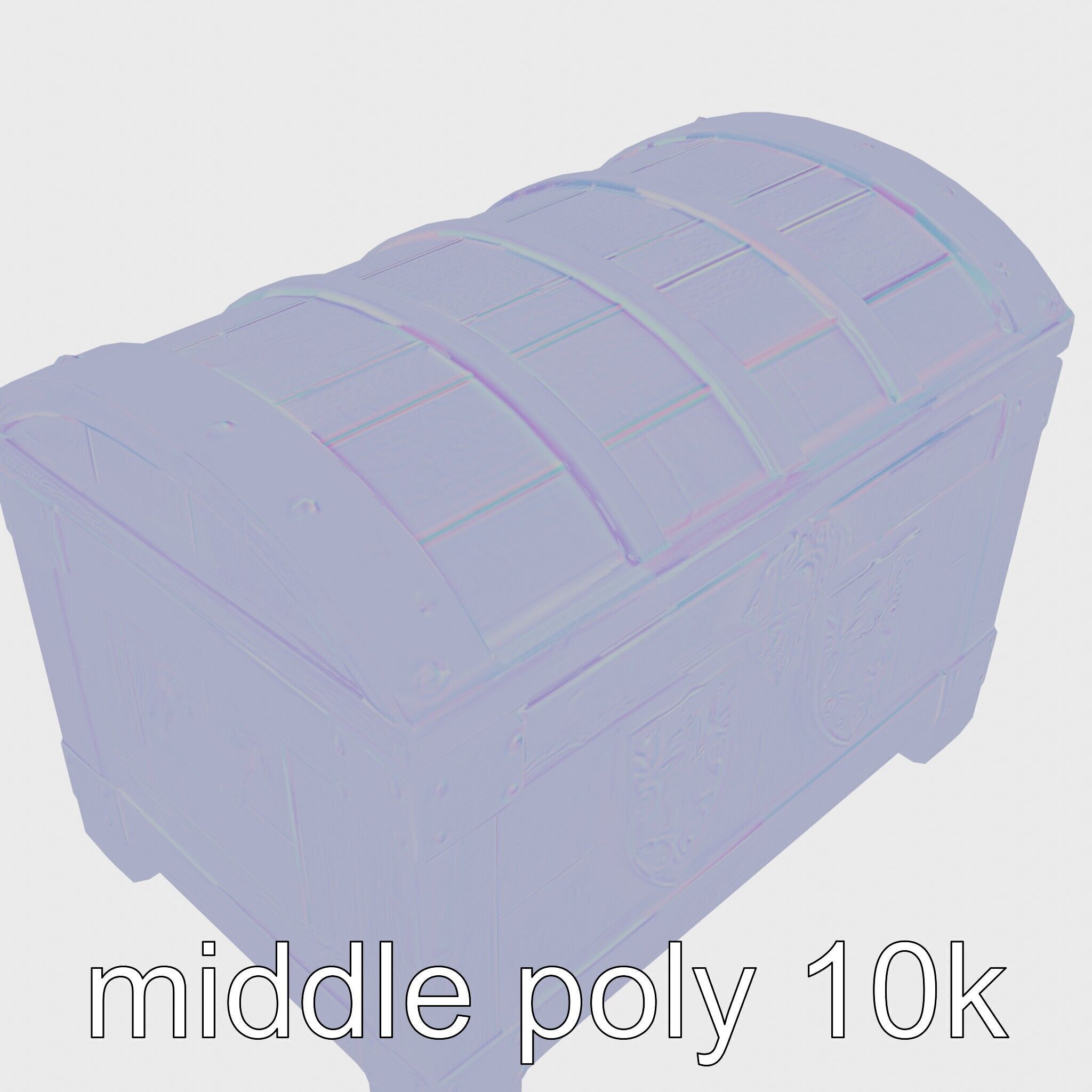 Medieval Treasure Chest with Iron Reinforcements Low-poly 3D model_15