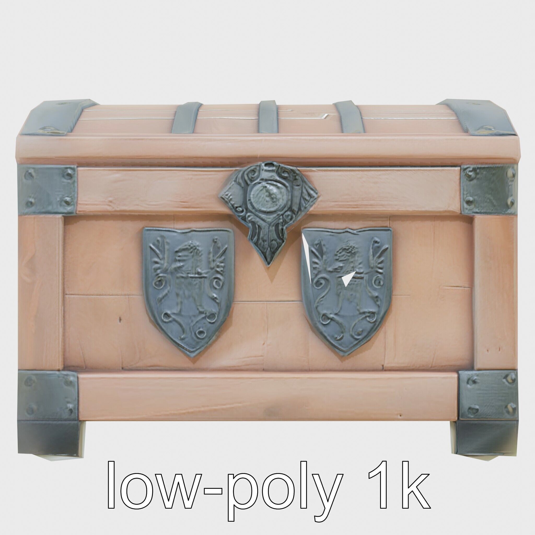 Medieval Treasure Chest with Iron Reinforcements Low-poly 3D model_20