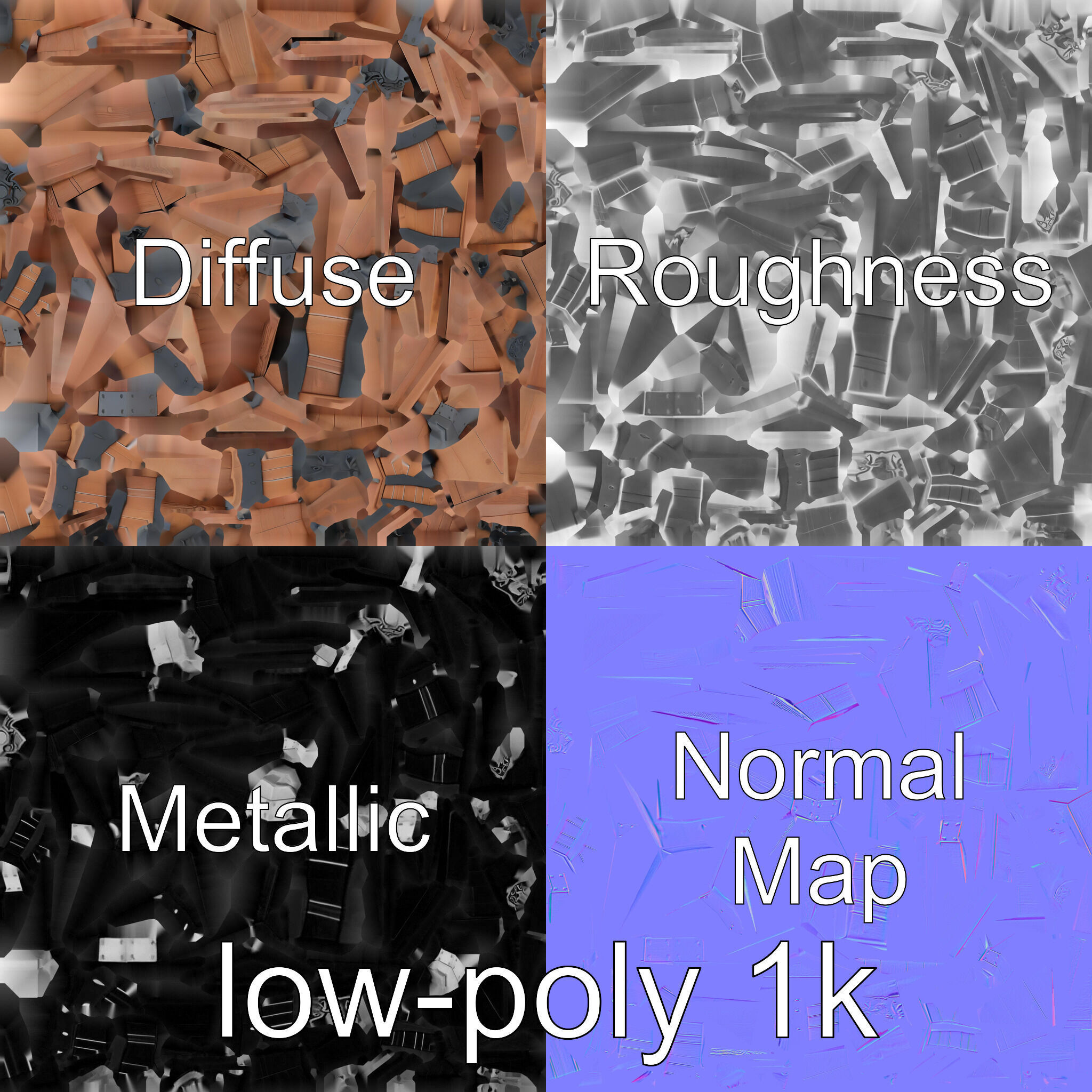 Medieval Treasure Chest with Iron Reinforcements Low-poly 3D model_4