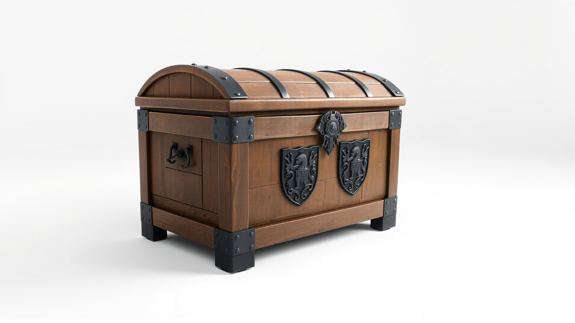 Medieval Treasure Chest with Iron Reinforcements Low-poly 3D model_6