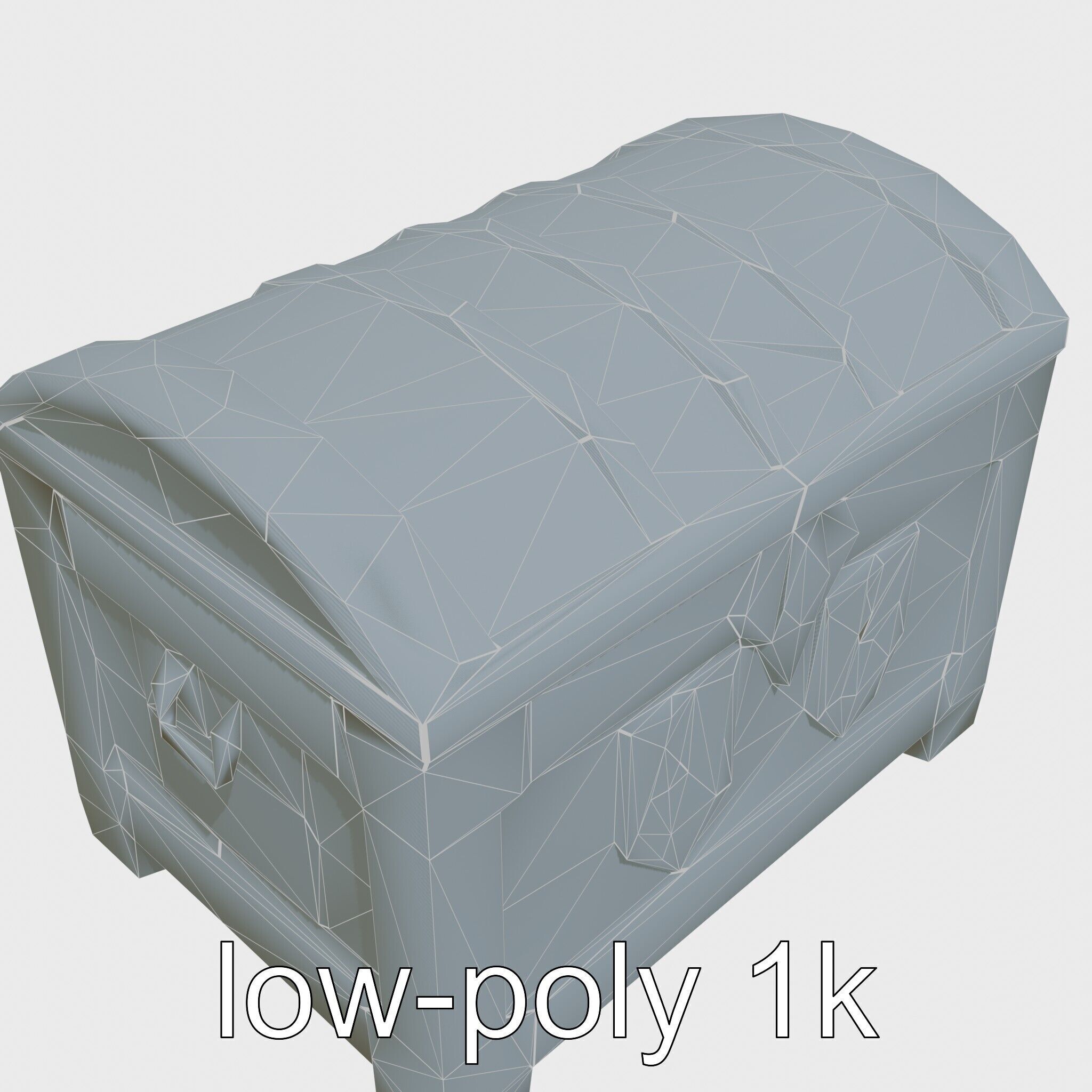 Medieval Treasure Chest with Iron Reinforcements Low-poly 3D model_28