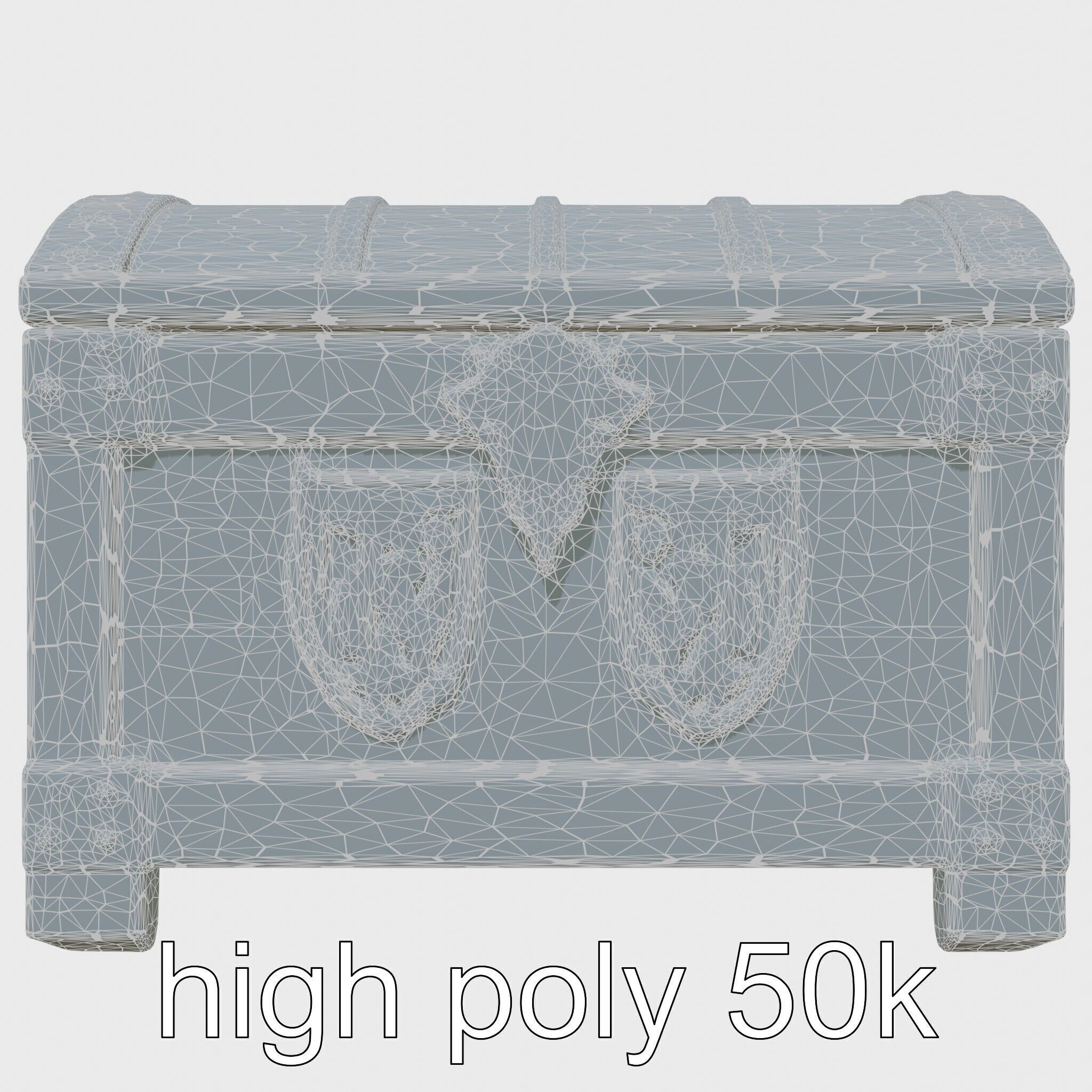 Medieval Treasure Chest with Iron Reinforcements Low-poly 3D model_23