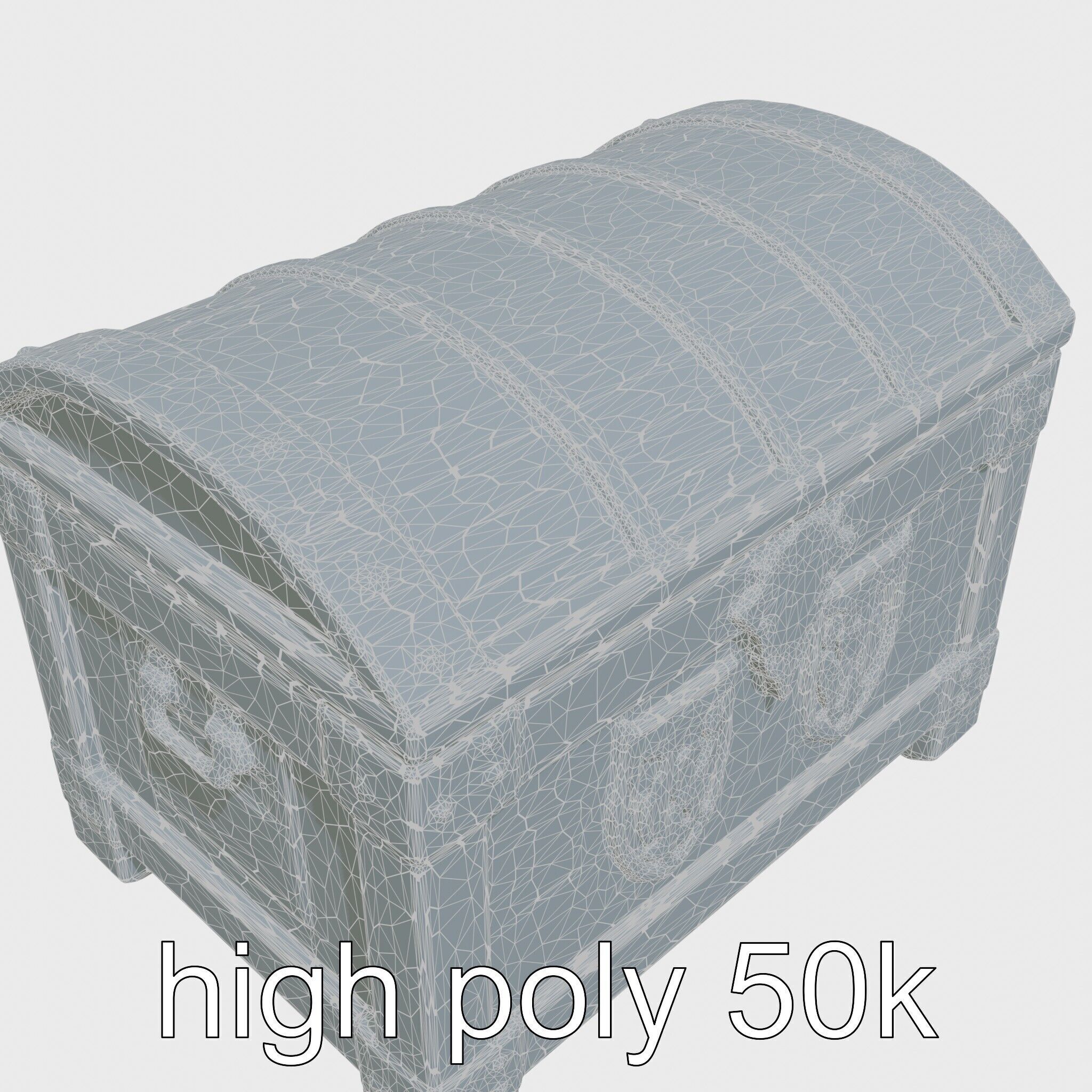 Medieval Treasure Chest with Iron Reinforcements Low-poly 3D model_14
