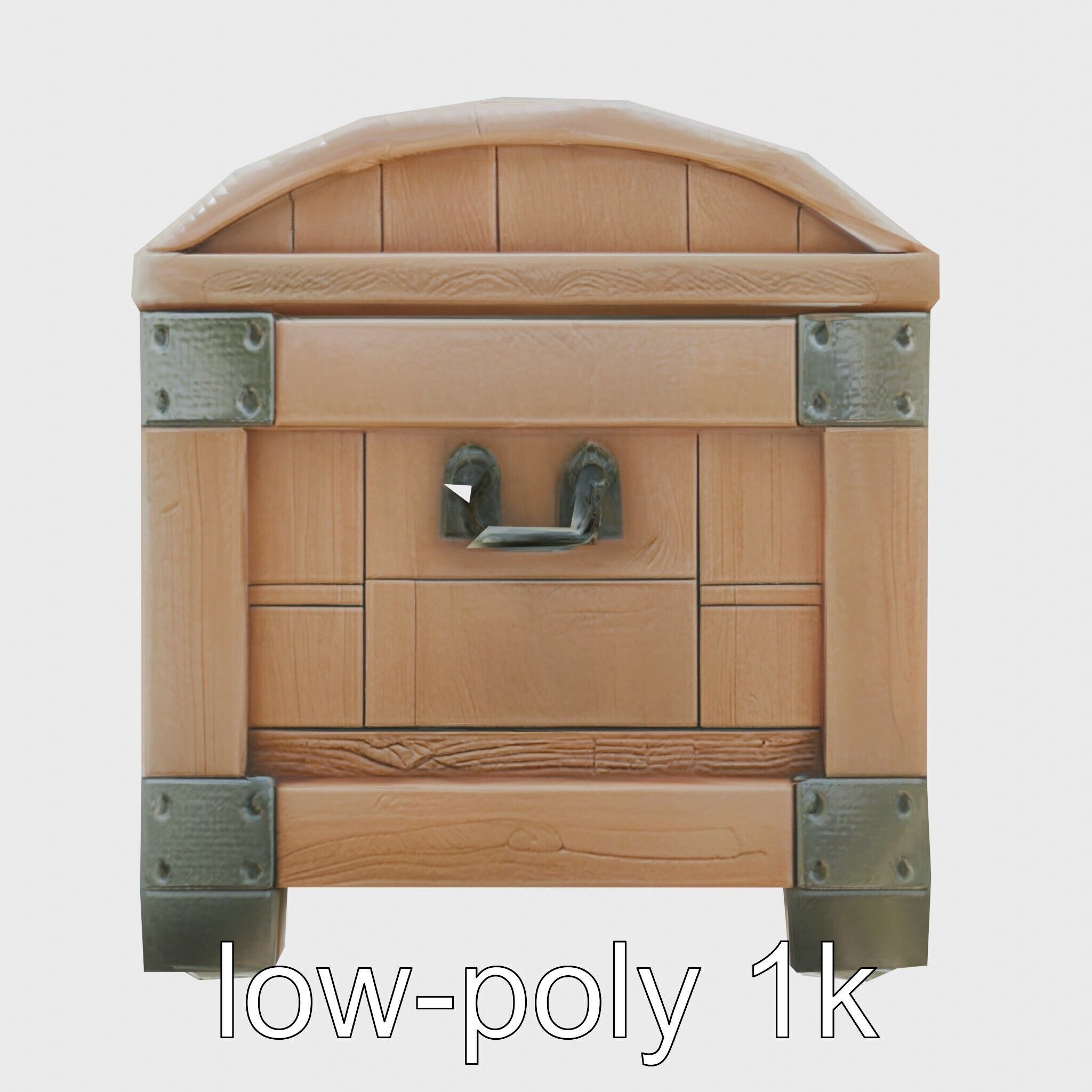 Medieval Treasure Chest with Iron Reinforcements Low-poly 3D model_13
