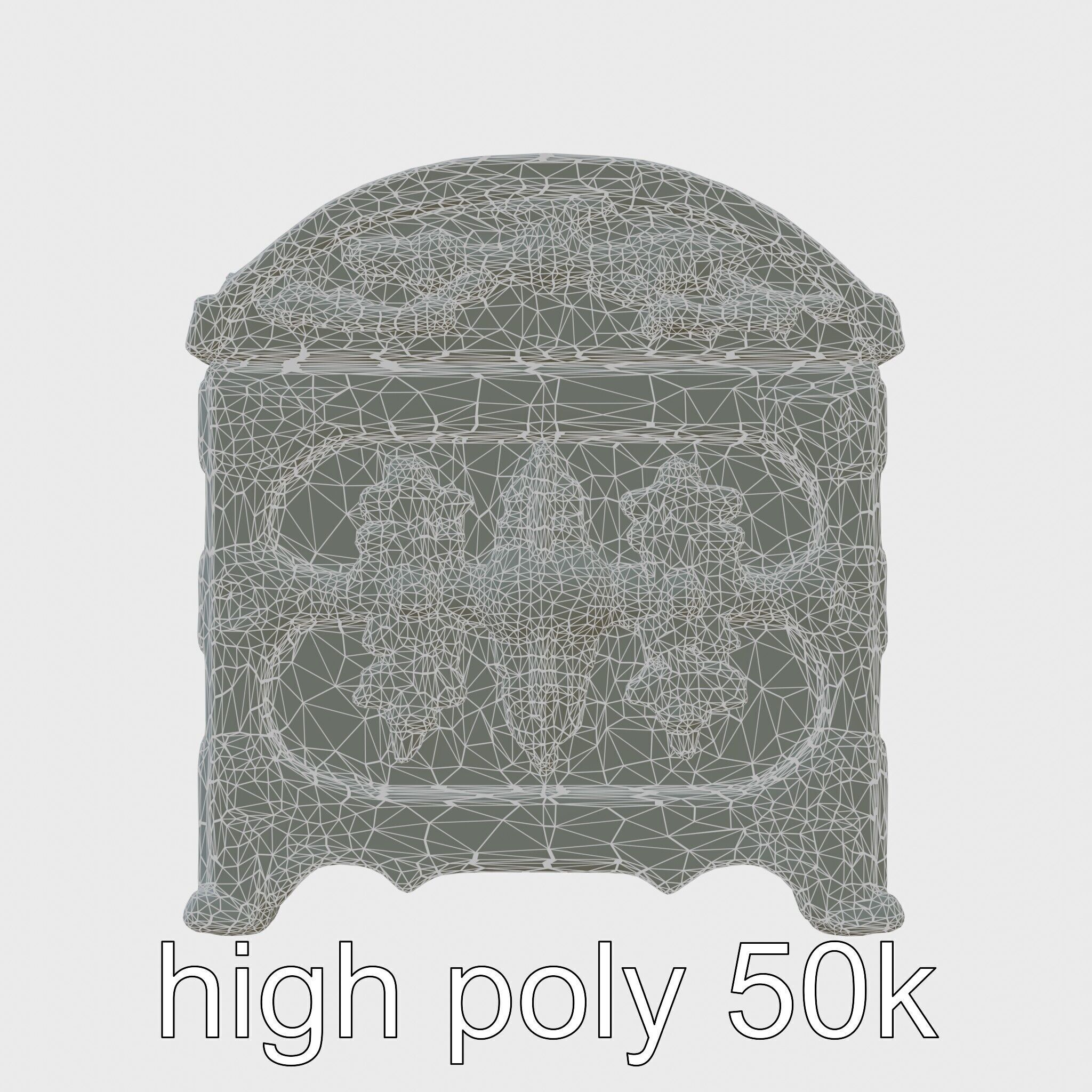 Victorian Gothic Treasure Chest with Ornate Iron Carvings Low-poly 3D model_28