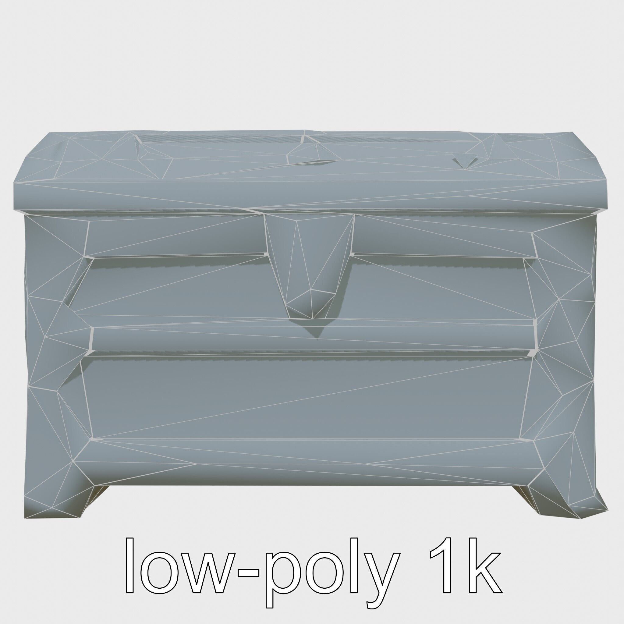 Victorian Gothic Treasure Chest with Ornate Iron Carvings Low-poly 3D model_10