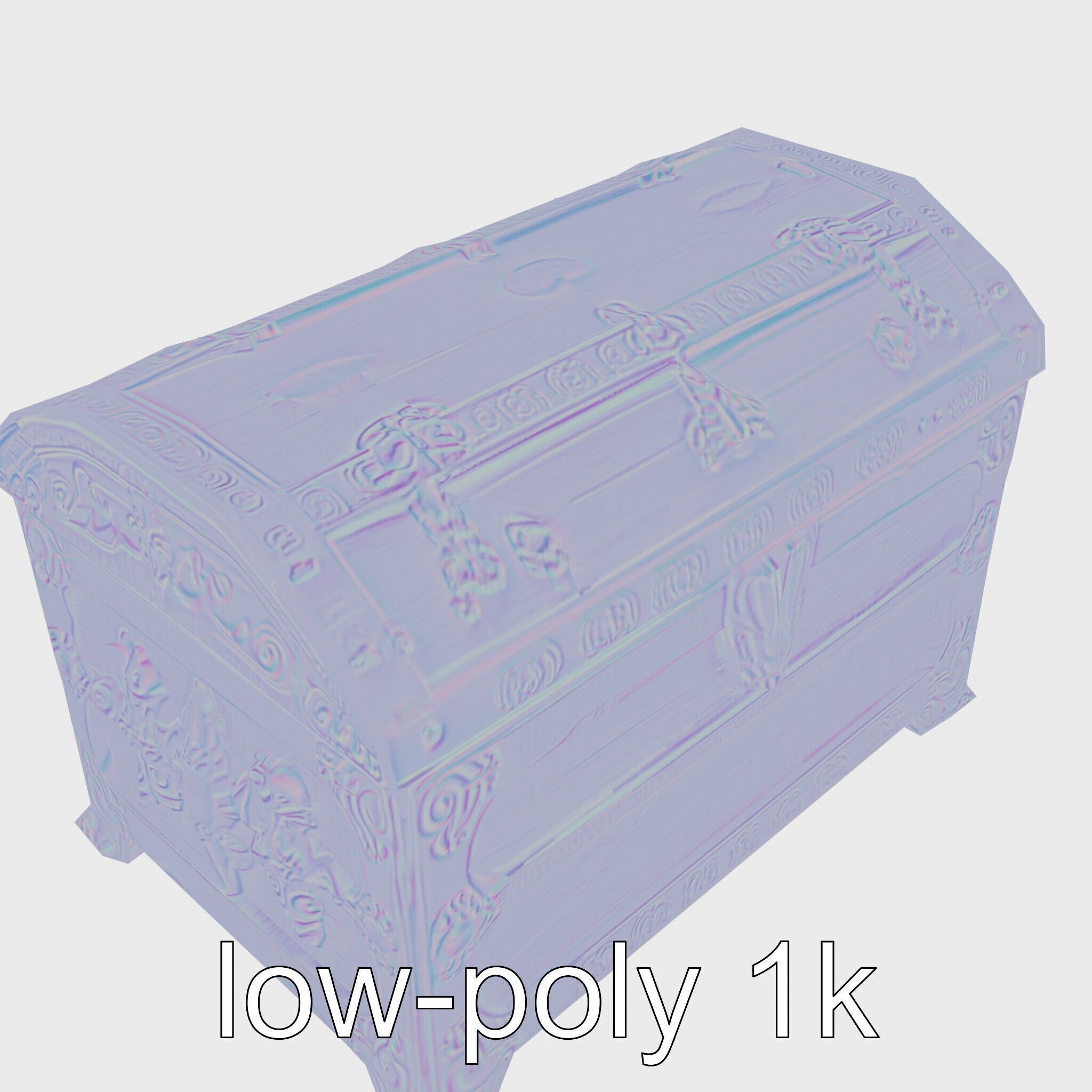 Victorian Gothic Treasure Chest with Ornate Iron Carvings Low-poly 3D model_25