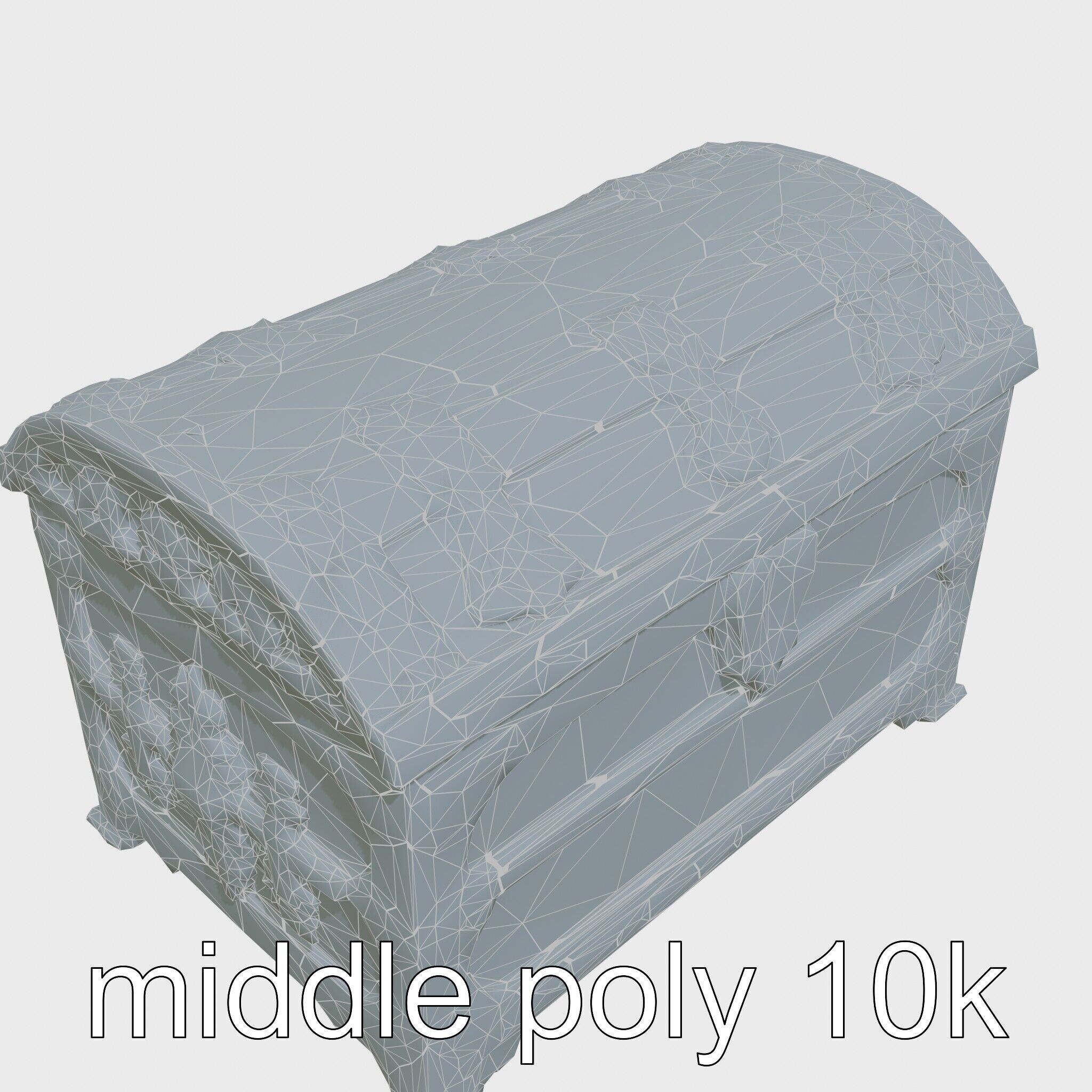 Victorian Gothic Treasure Chest with Ornate Iron Carvings Low-poly 3D model_15