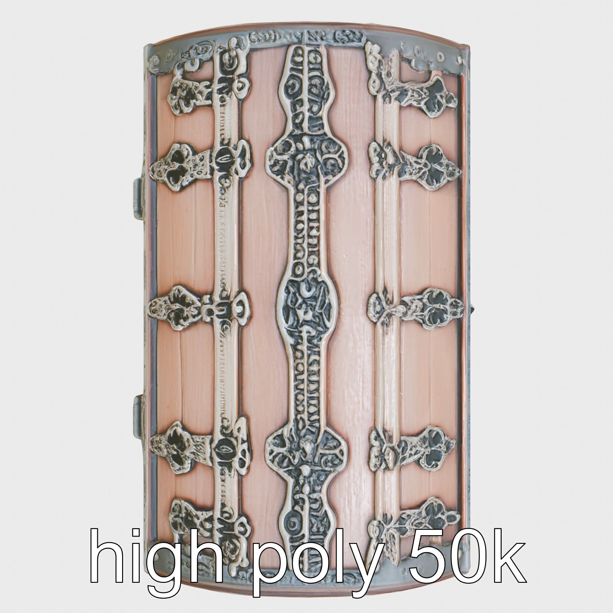 Victorian Gothic Treasure Chest with Ornate Iron Carvings Low-poly 3D model_5