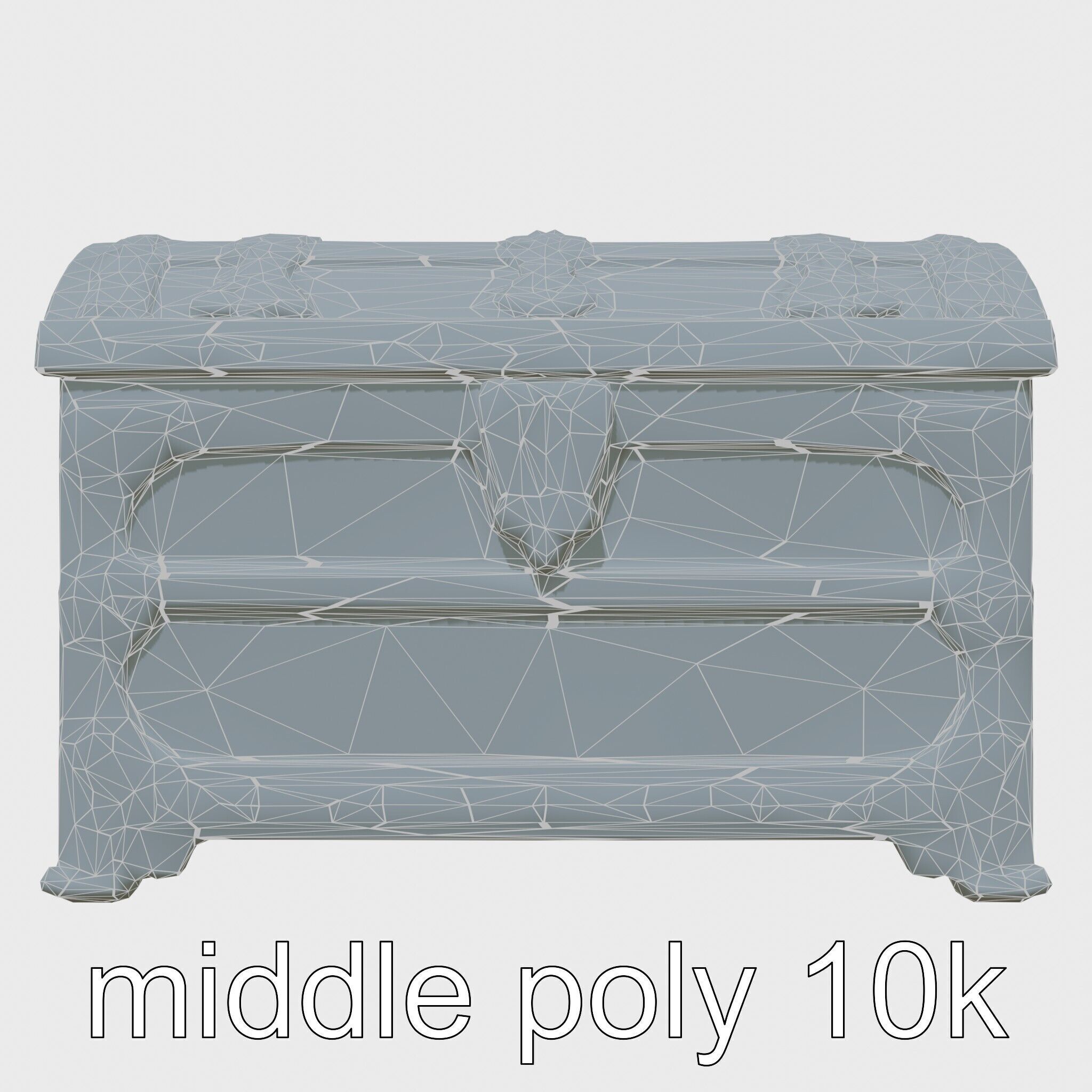 Victorian Gothic Treasure Chest with Ornate Iron Carvings Low-poly 3D model_18