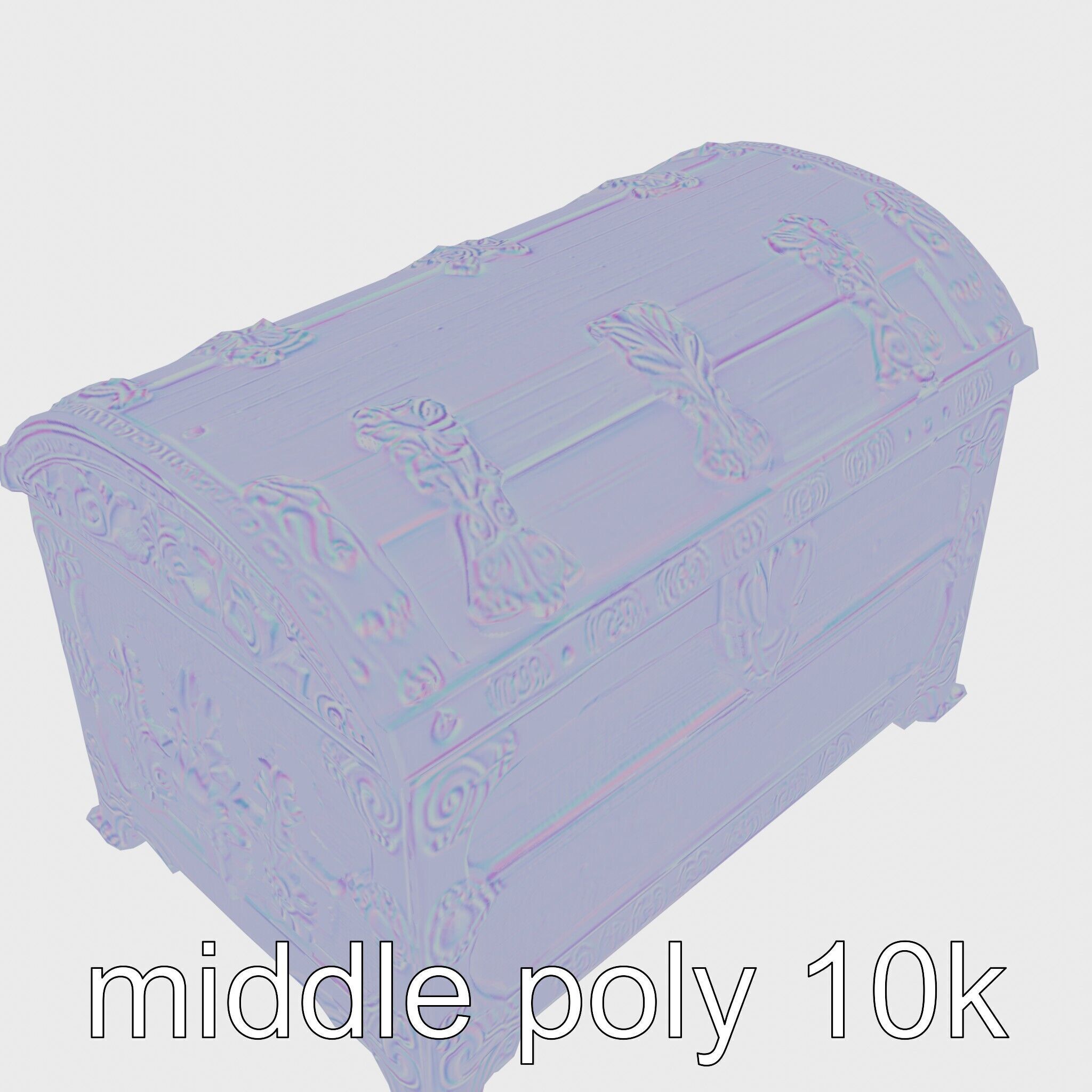 Victorian Gothic Treasure Chest with Ornate Iron Carvings Low-poly 3D model_19