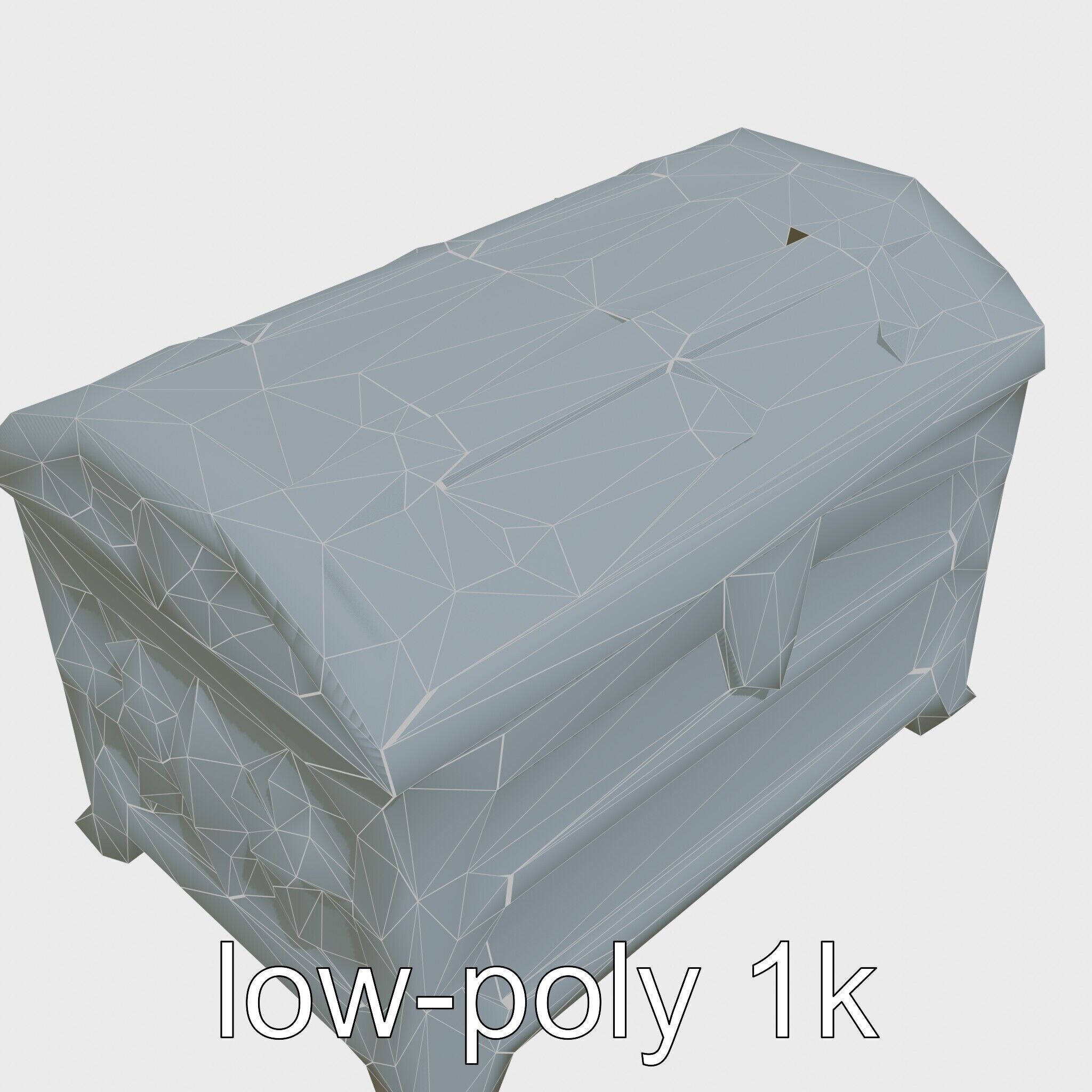 Victorian Gothic Treasure Chest with Ornate Iron Carvings Low-poly 3D model_17