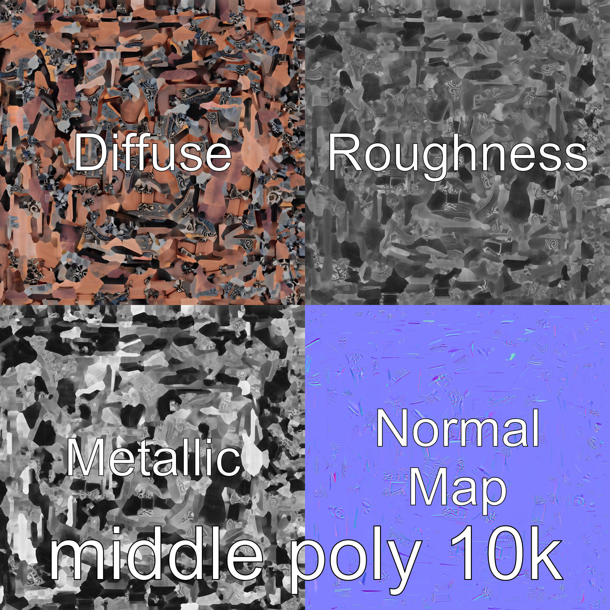 Victorian Gothic Treasure Chest with Ornate Iron Carvings Low-poly 3D model_32