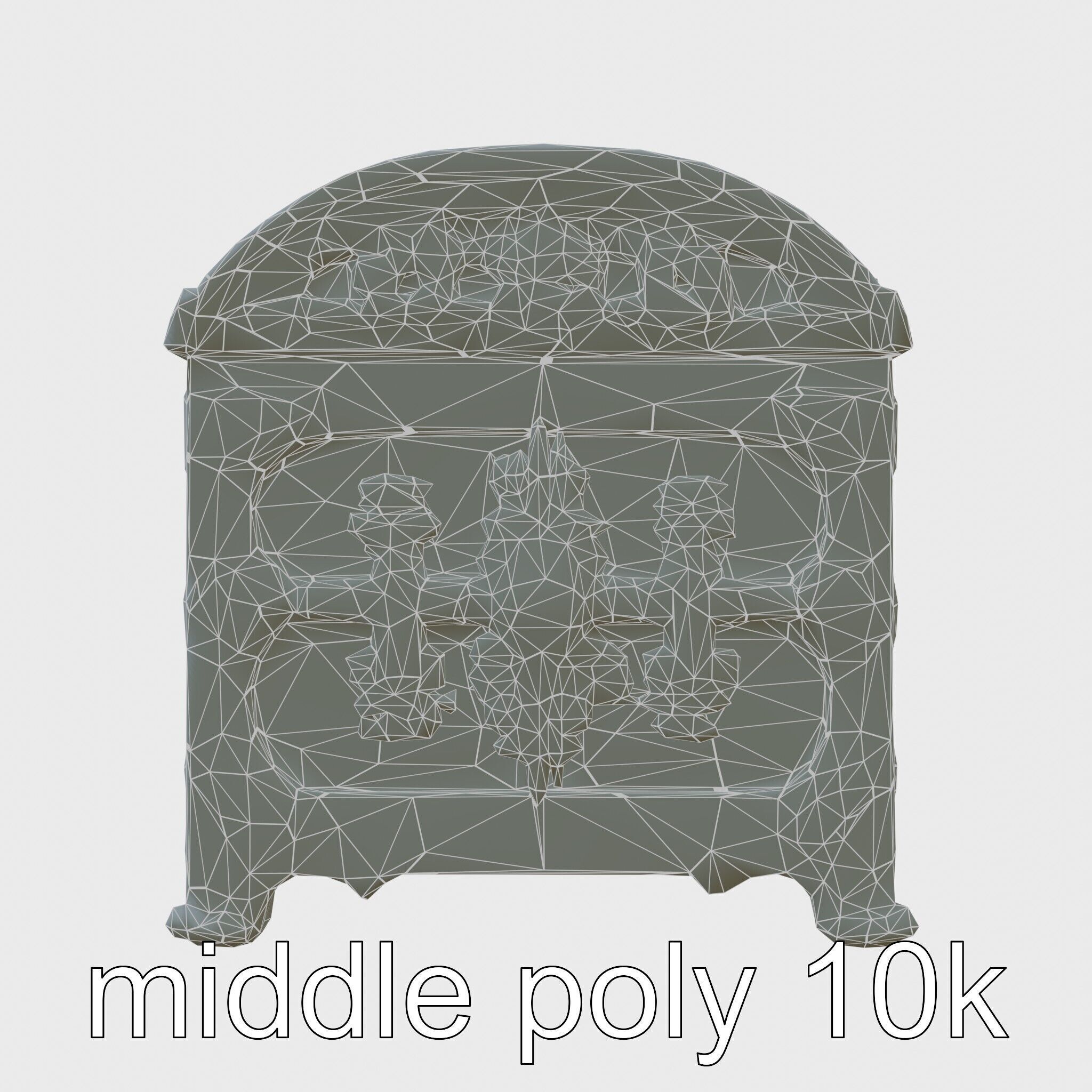Victorian Gothic Treasure Chest with Ornate Iron Carvings Low-poly 3D model_9