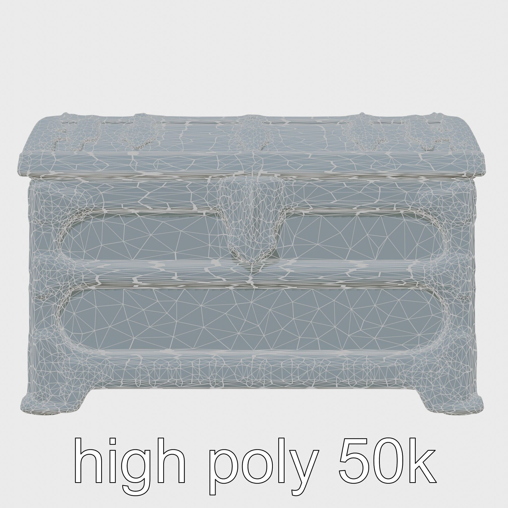 Victorian Gothic Treasure Chest with Ornate Iron Carvings Low-poly 3D model_26