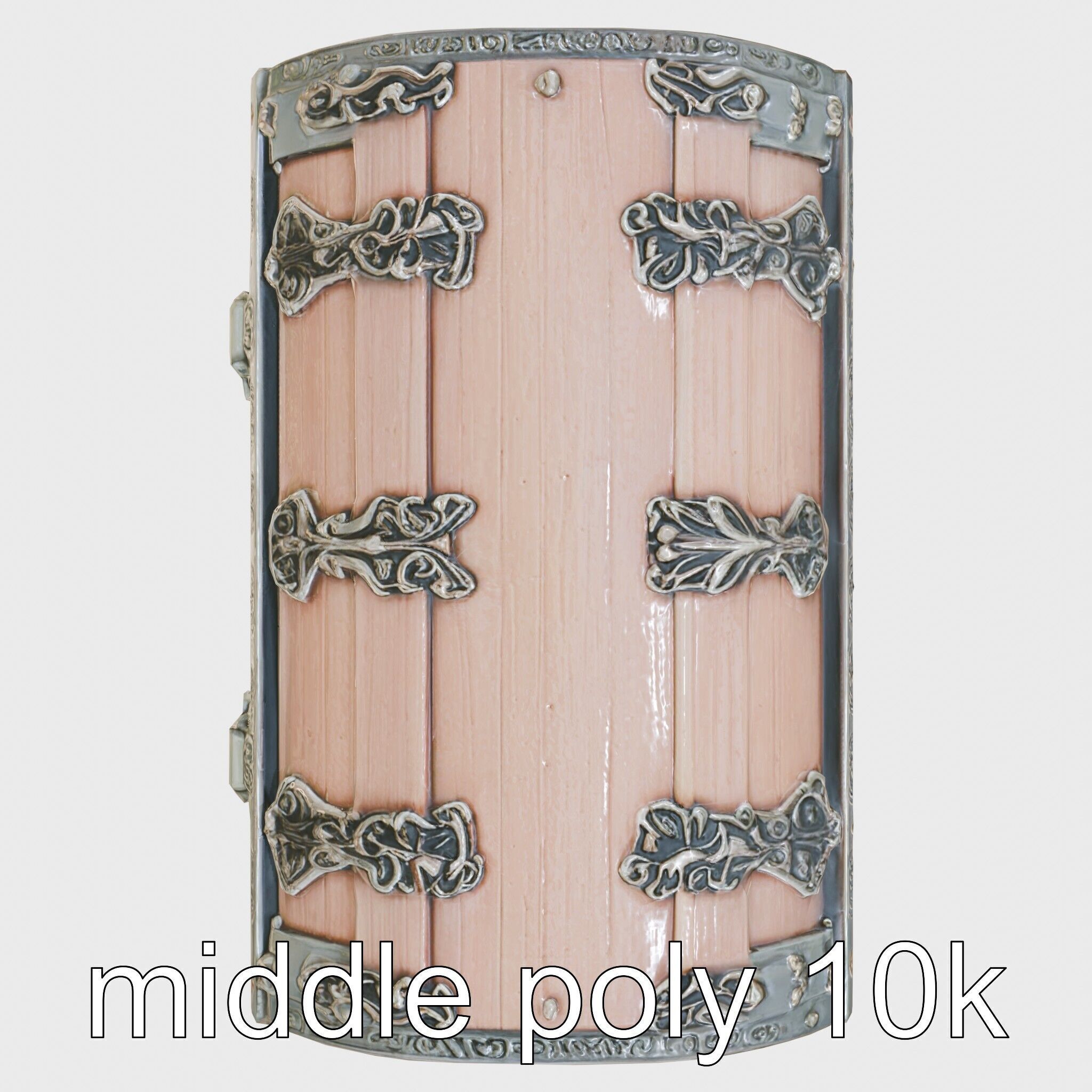 Victorian Gothic Treasure Chest with Ornate Iron Carvings Low-poly 3D model_14