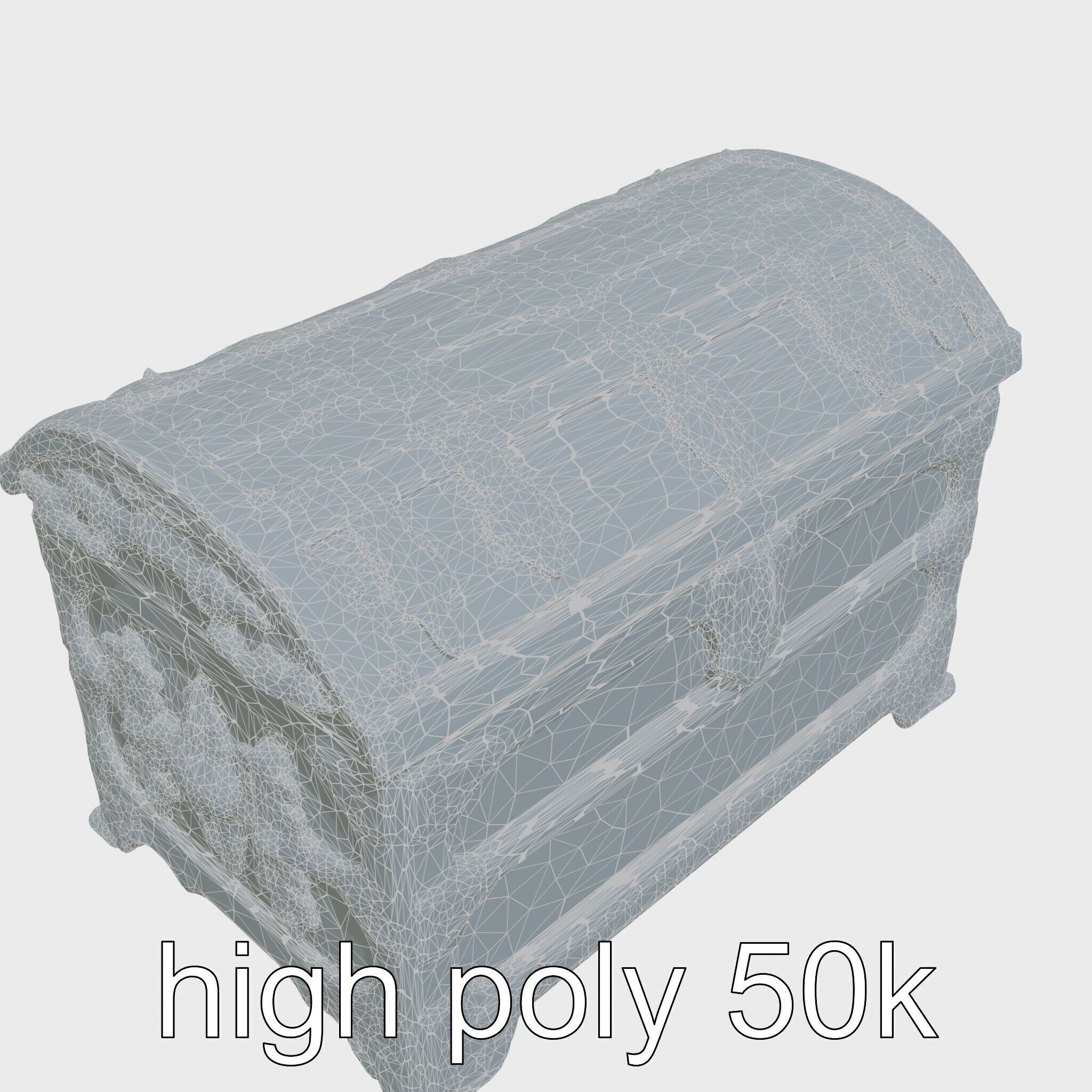 Victorian Gothic Treasure Chest with Ornate Iron Carvings Low-poly 3D model_33