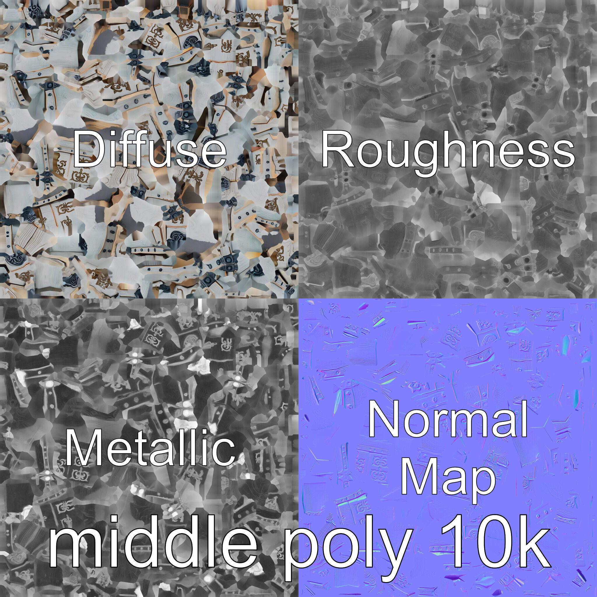 Fantasy Nordic Treasure Chest with Runic Carvings Low-poly 3D model_33