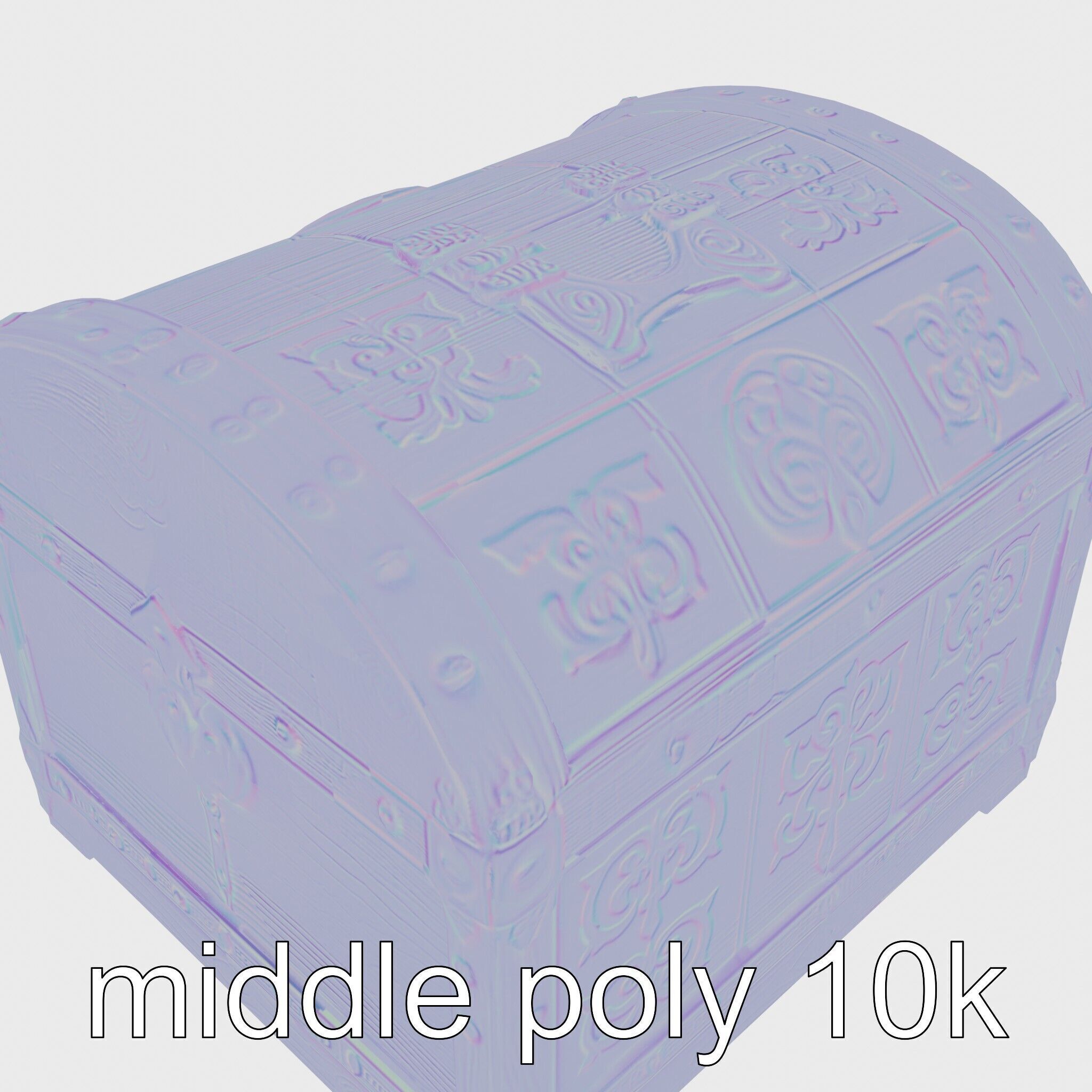 Fantasy Nordic Treasure Chest with Runic Carvings Low-poly 3D model_15