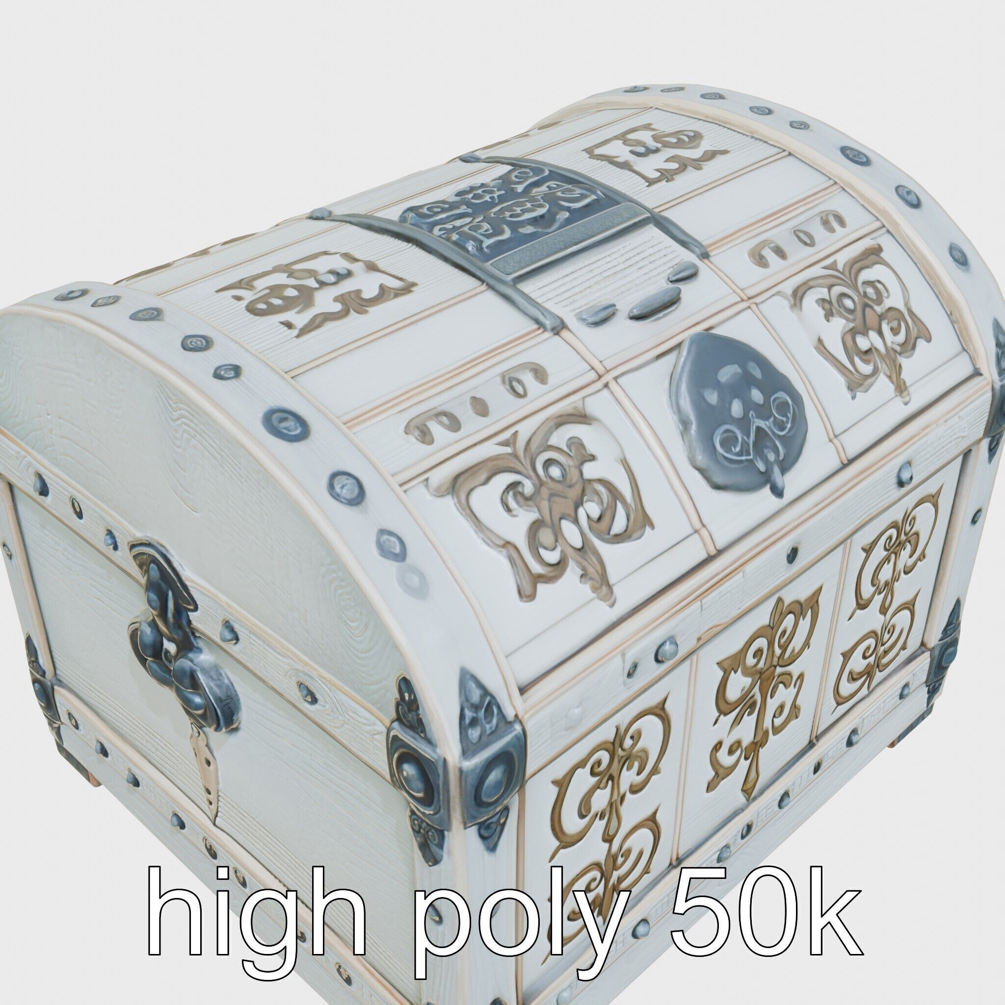 Fantasy Nordic Treasure Chest with Runic Carvings Low-poly 3D model_11