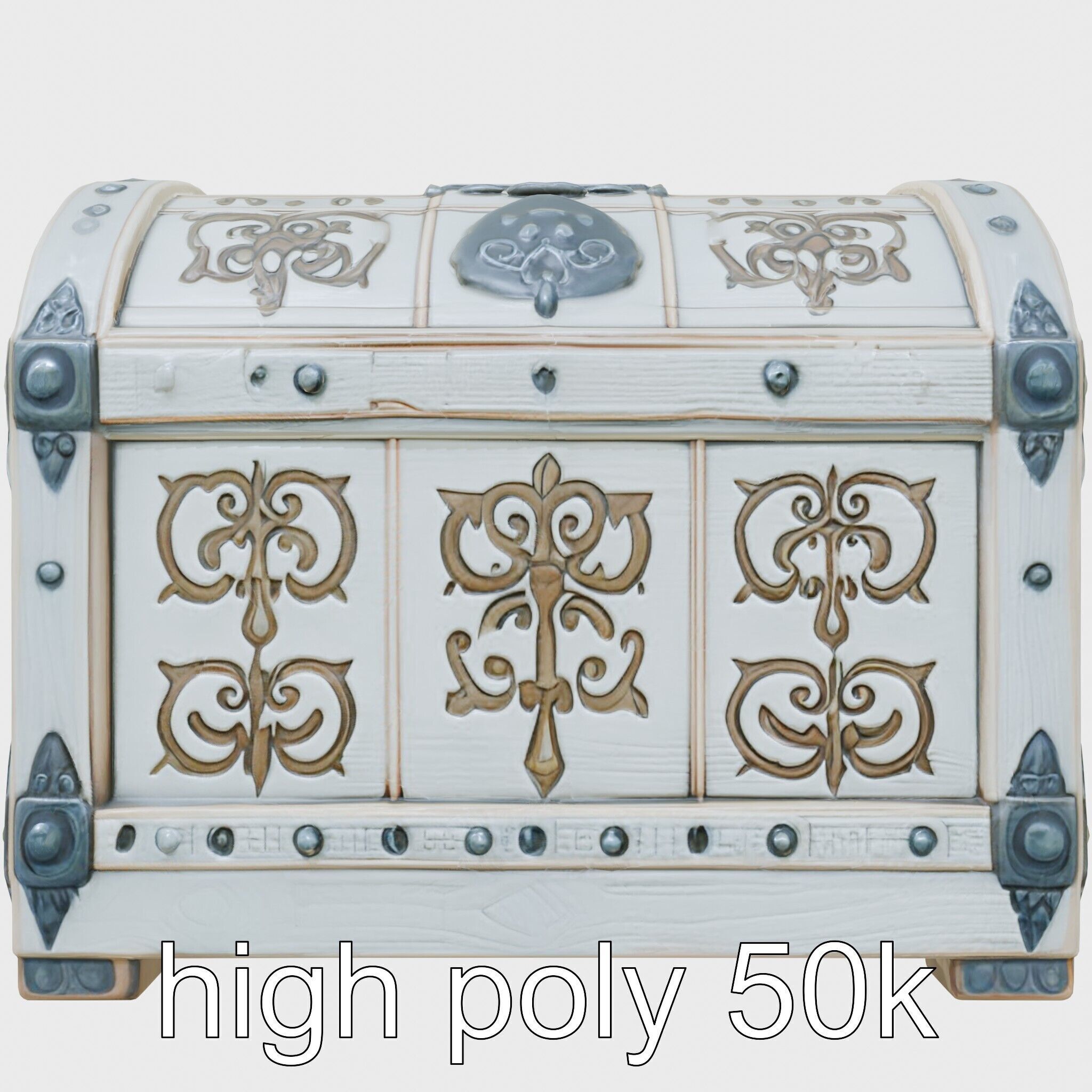 Fantasy Nordic Treasure Chest with Runic Carvings Low-poly 3D model_13