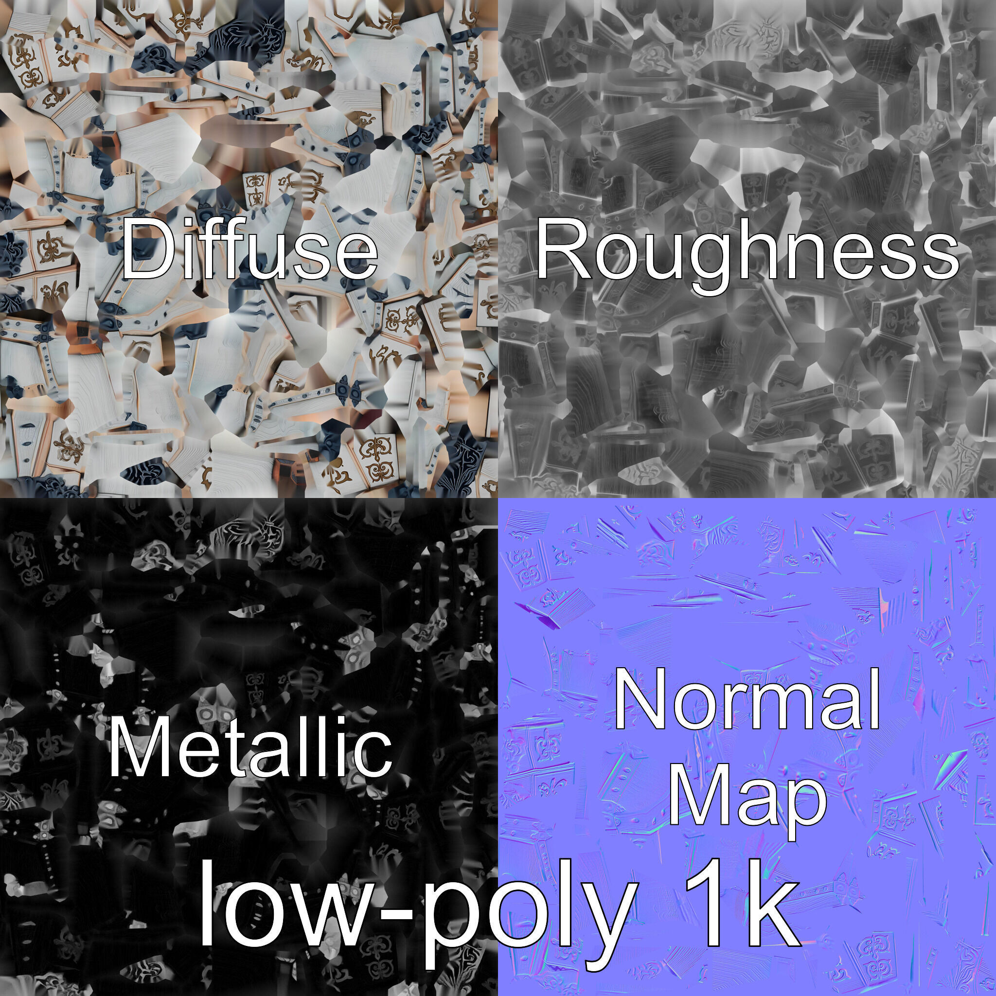 Fantasy Nordic Treasure Chest with Runic Carvings Low-poly 3D model_4