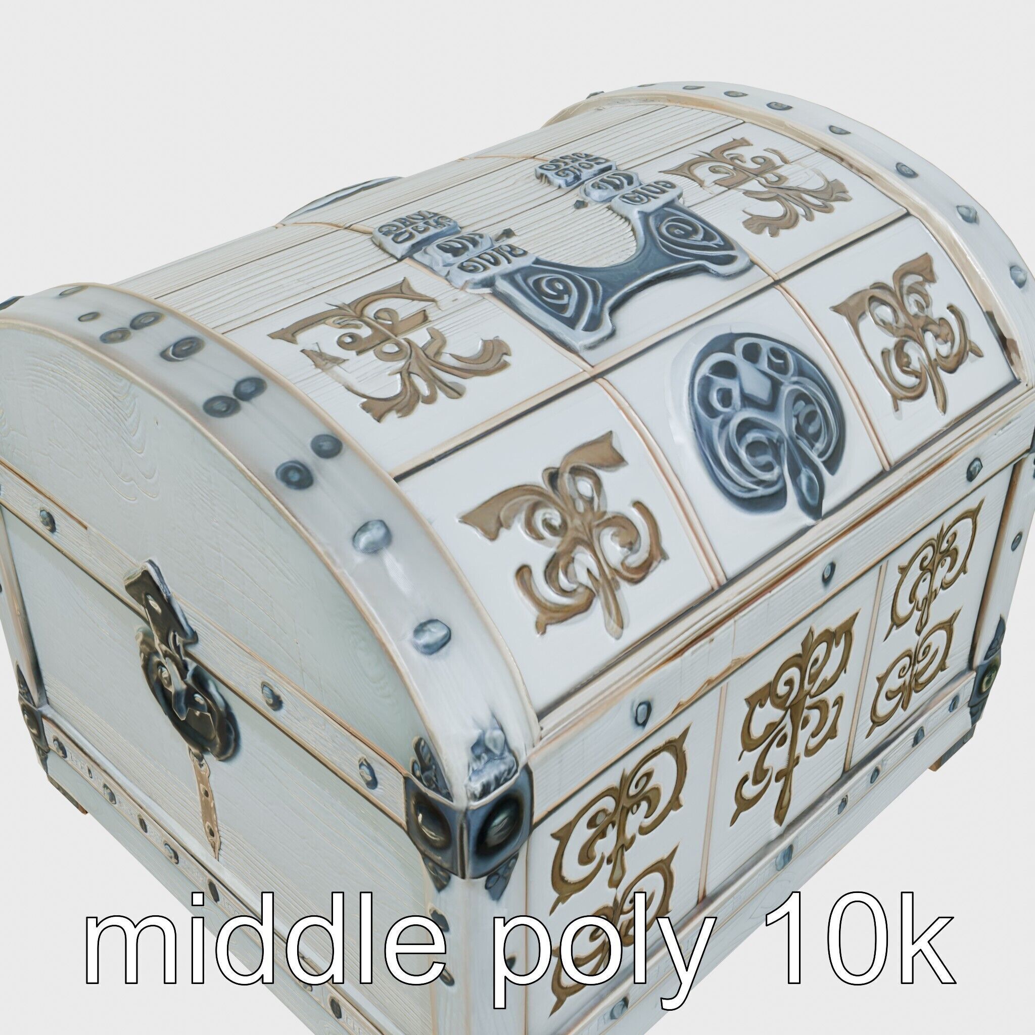 Fantasy Nordic Treasure Chest with Runic Carvings Low-poly 3D model_23