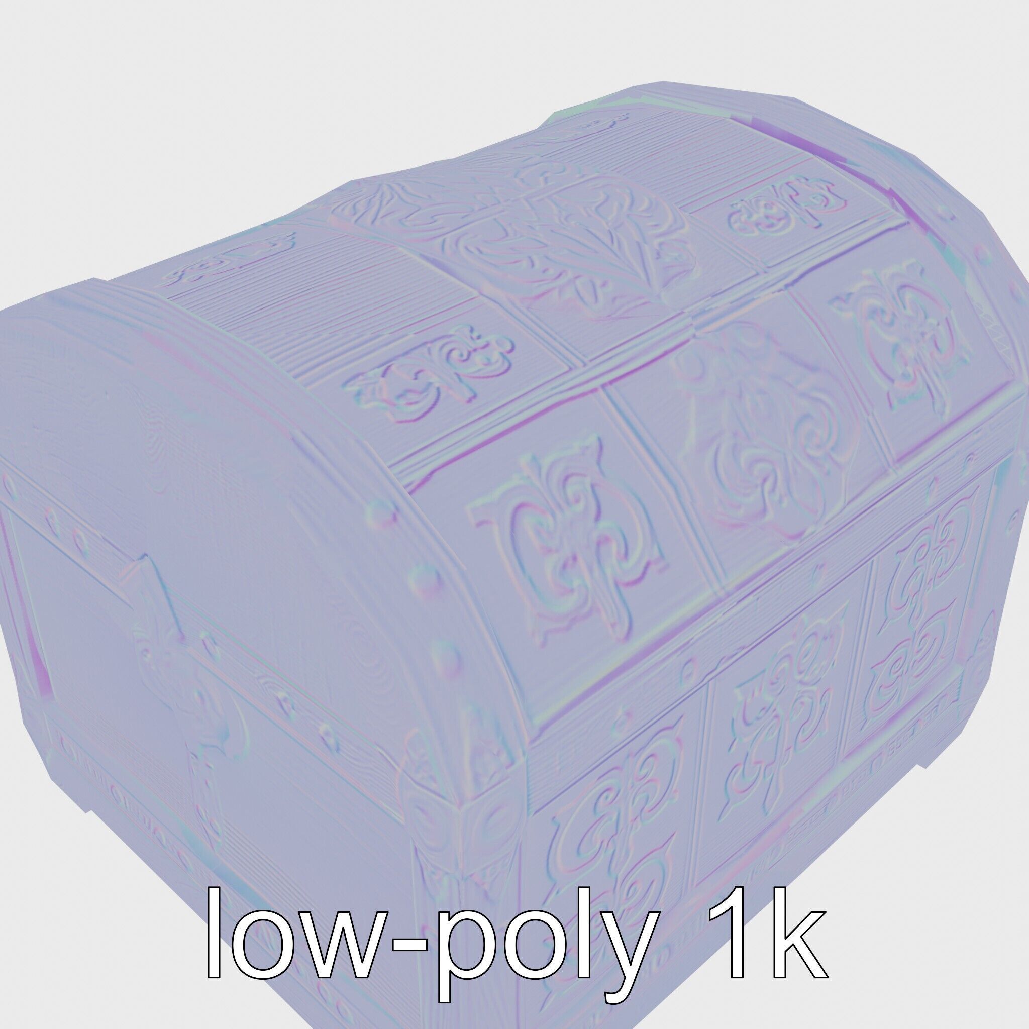 Fantasy Nordic Treasure Chest with Runic Carvings Low-poly 3D model_32