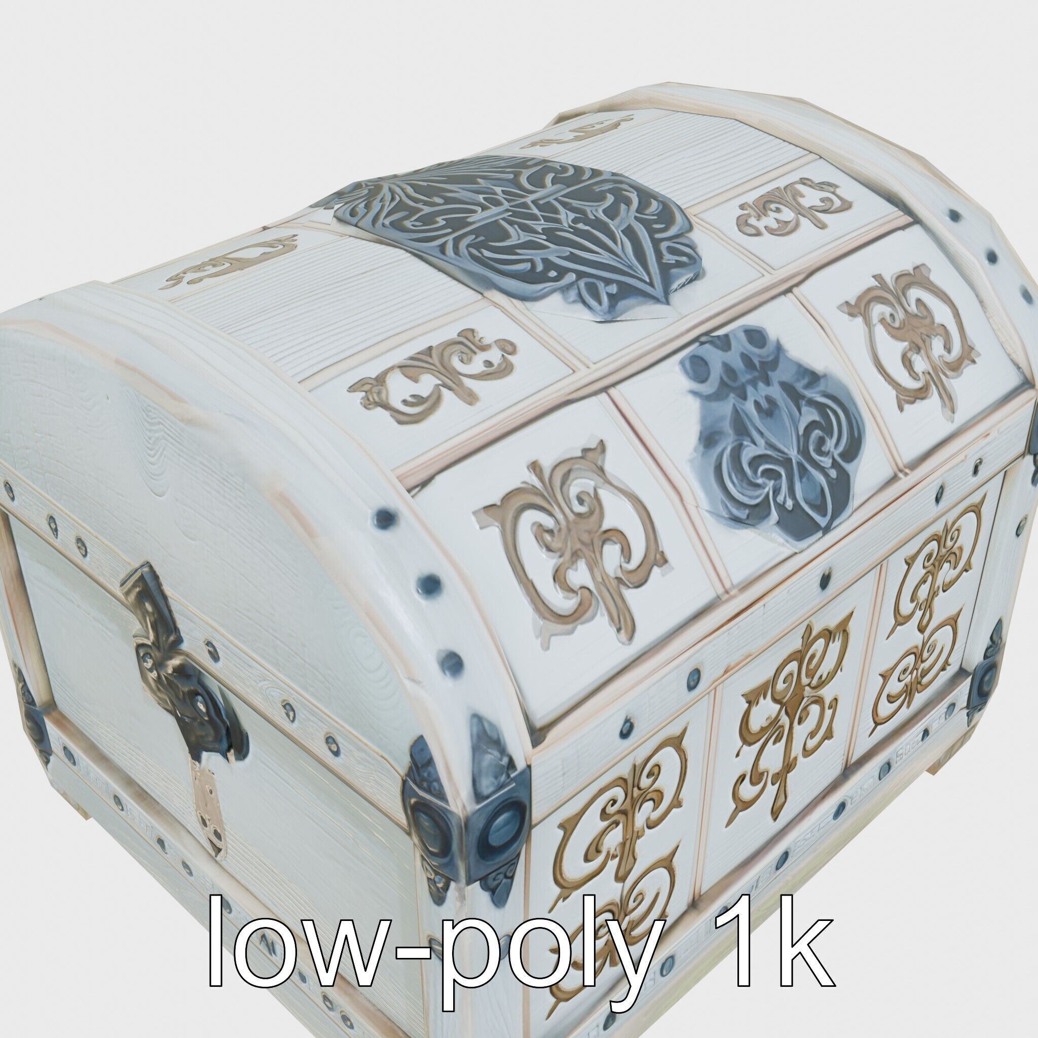 Fantasy Nordic Treasure Chest with Runic Carvings Low-poly 3D model_19