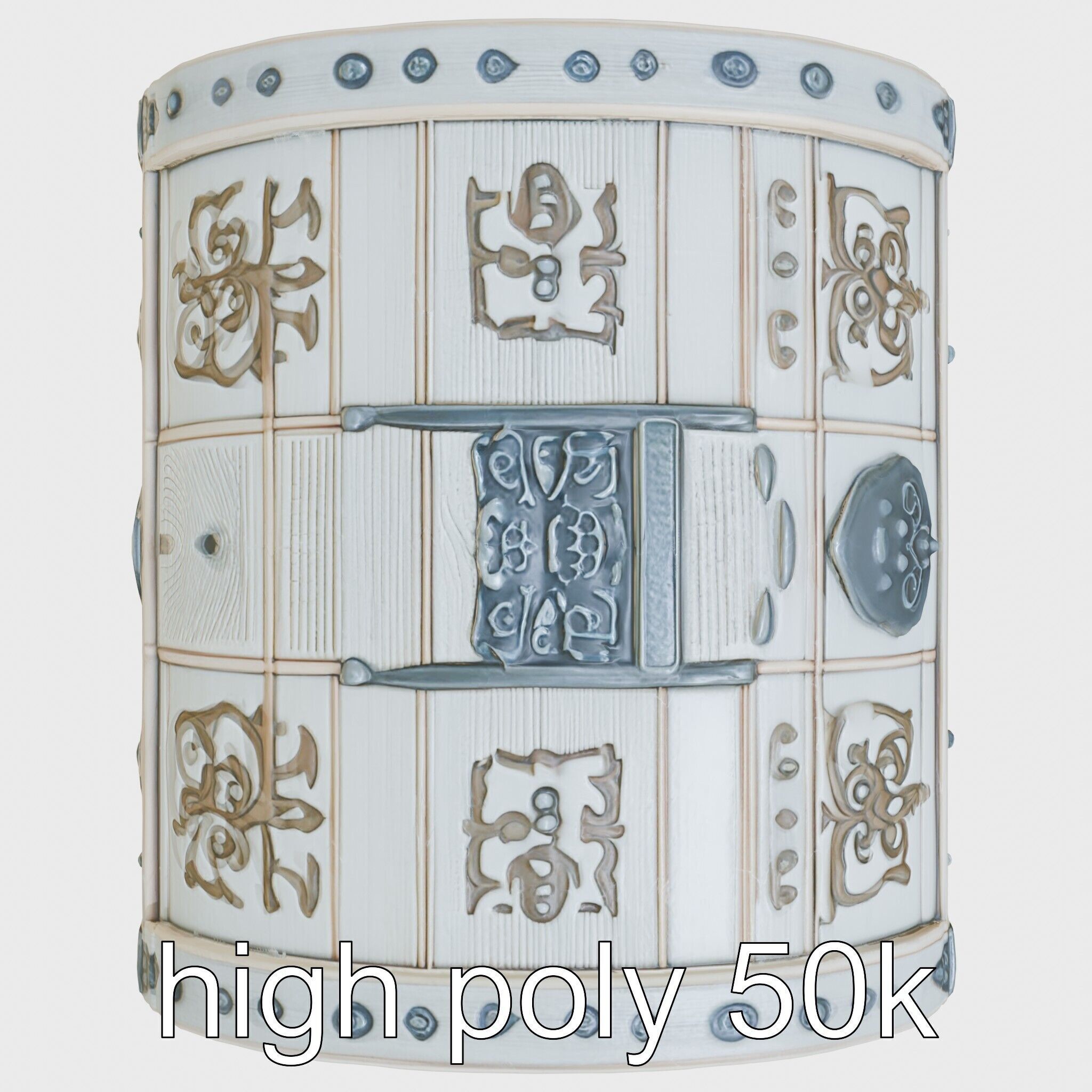 Fantasy Nordic Treasure Chest with Runic Carvings Low-poly 3D model_17