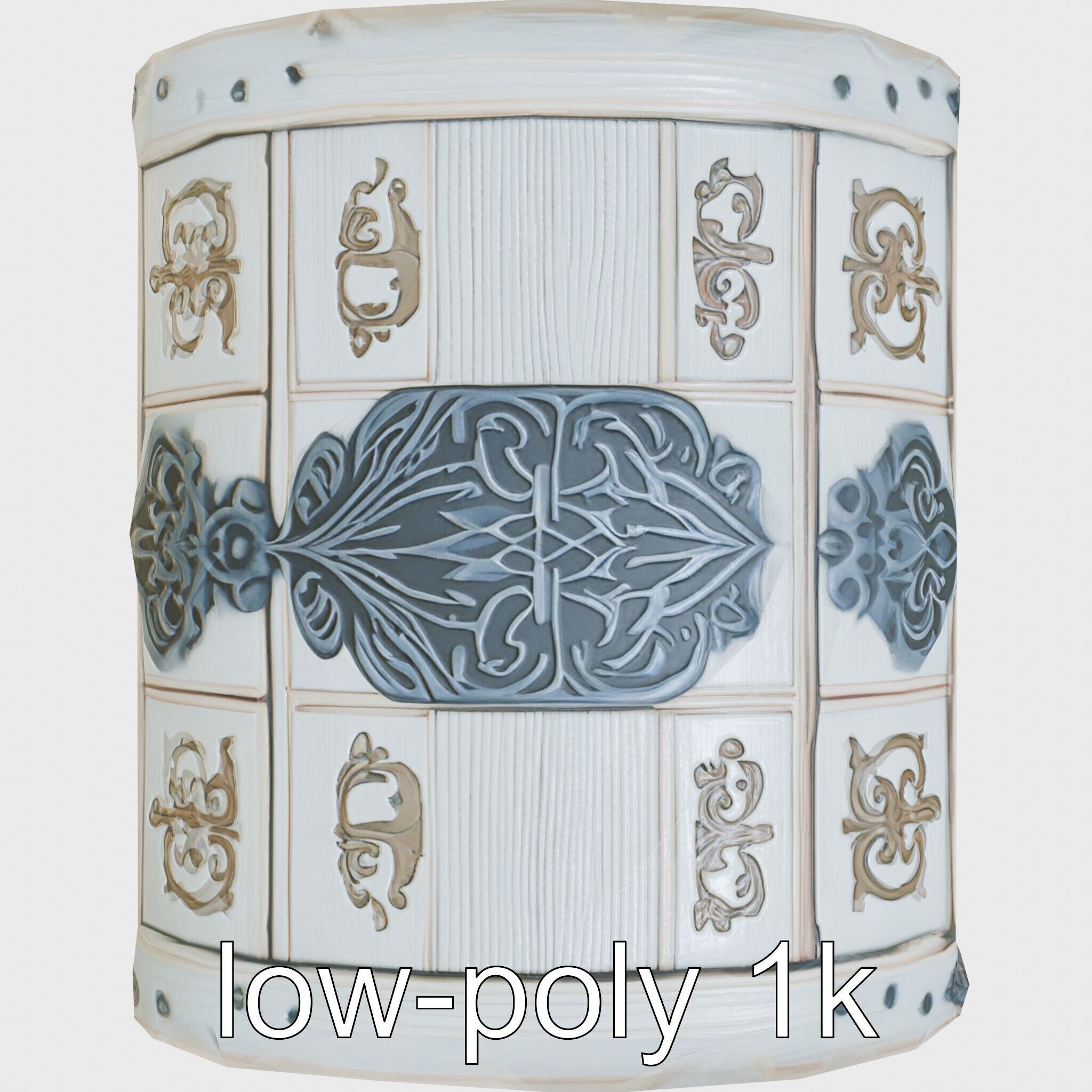 Fantasy Nordic Treasure Chest with Runic Carvings Low-poly 3D model_27