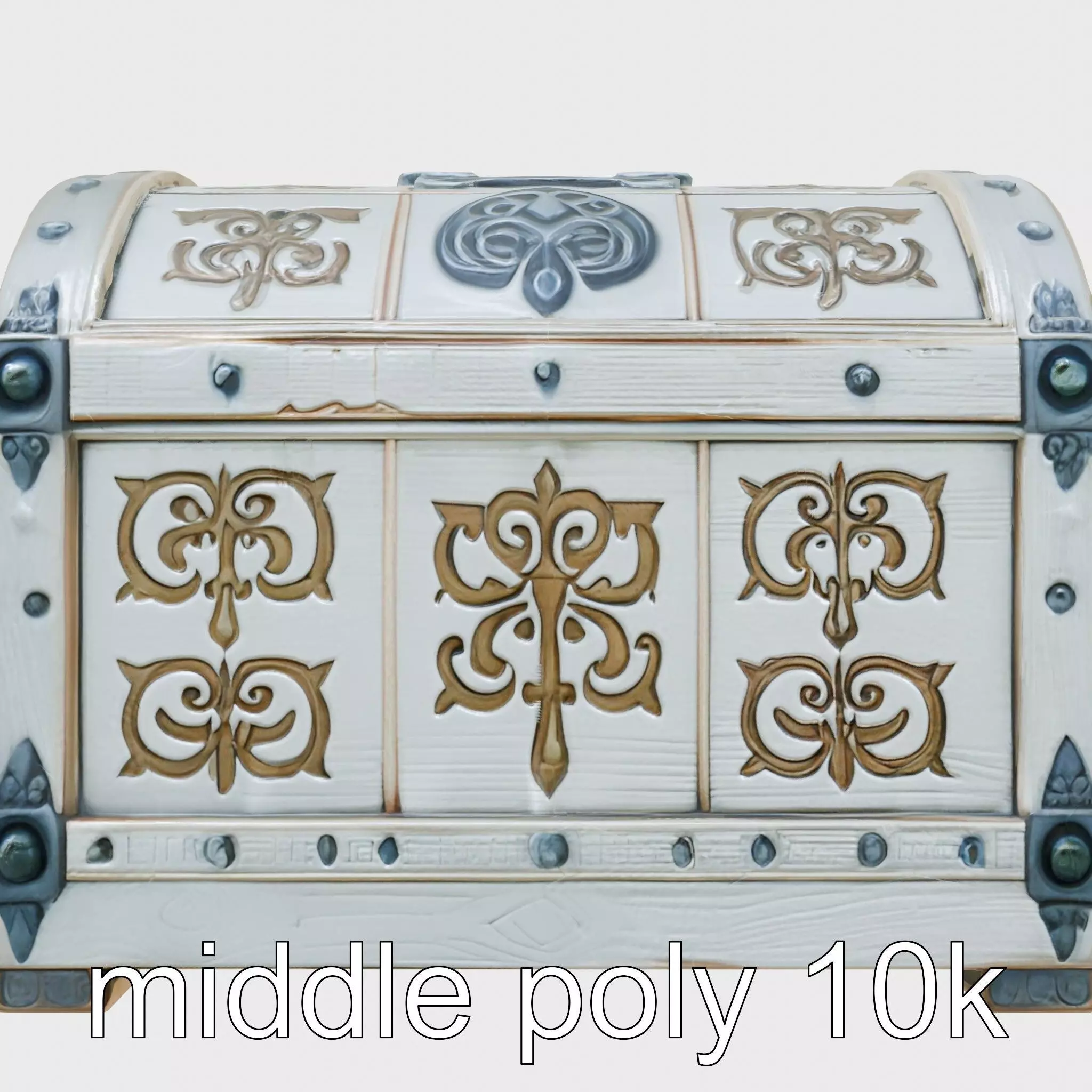 Fantasy Nordic Treasure Chest with Runic Carvings Low-poly 3D model_0