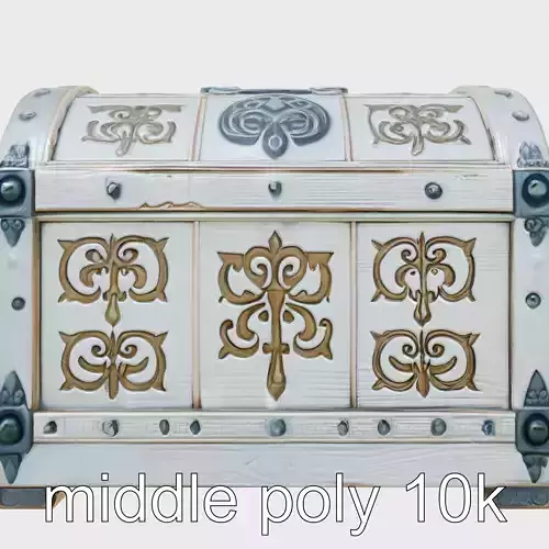 Fantasy Nordic Treasure Chest with Runic Carvings Low-poly 3D model