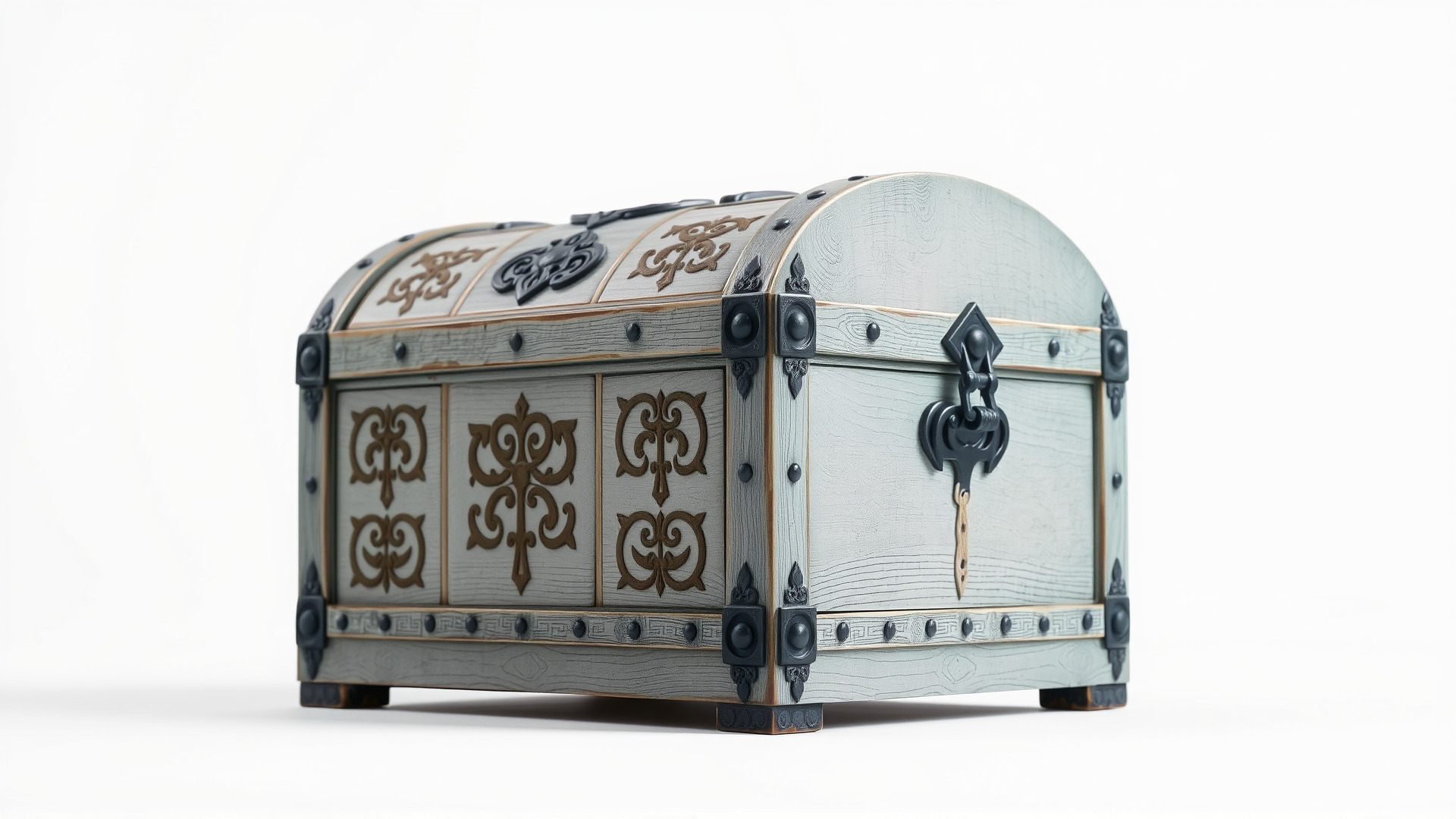 Fantasy Nordic Treasure Chest with Runic Carvings Low-poly 3D model_6