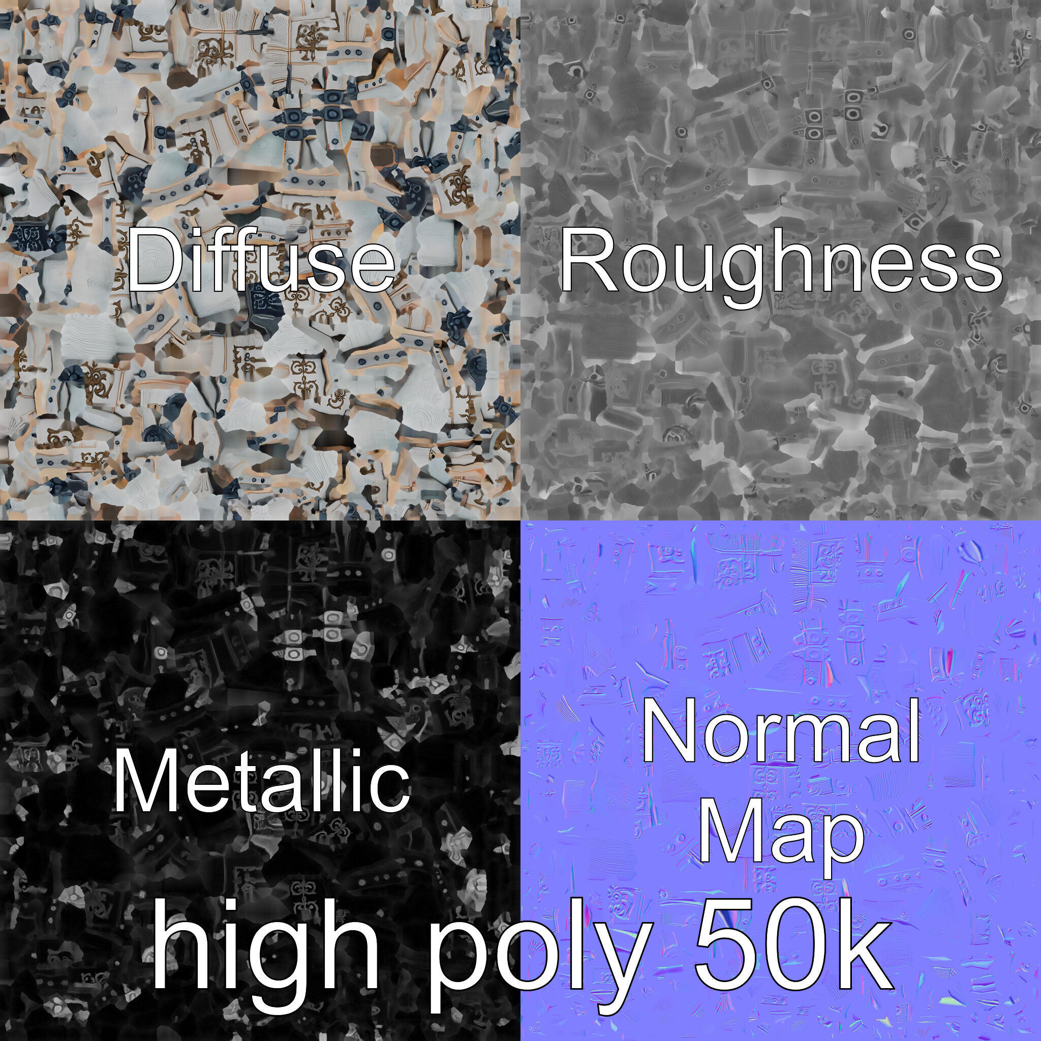 Fantasy Nordic Treasure Chest with Runic Carvings Low-poly 3D model_30