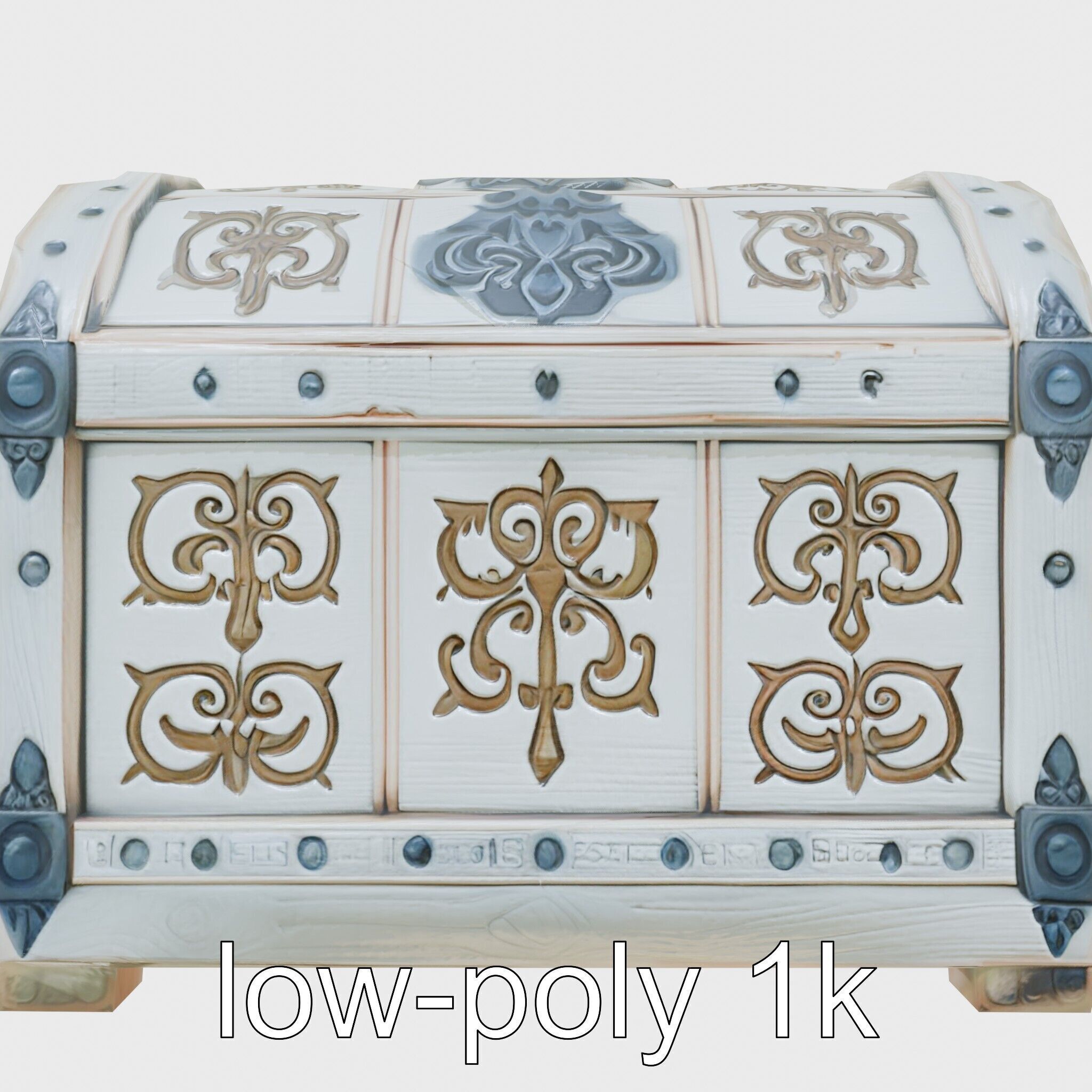 Fantasy Nordic Treasure Chest with Runic Carvings Low-poly 3D model_21