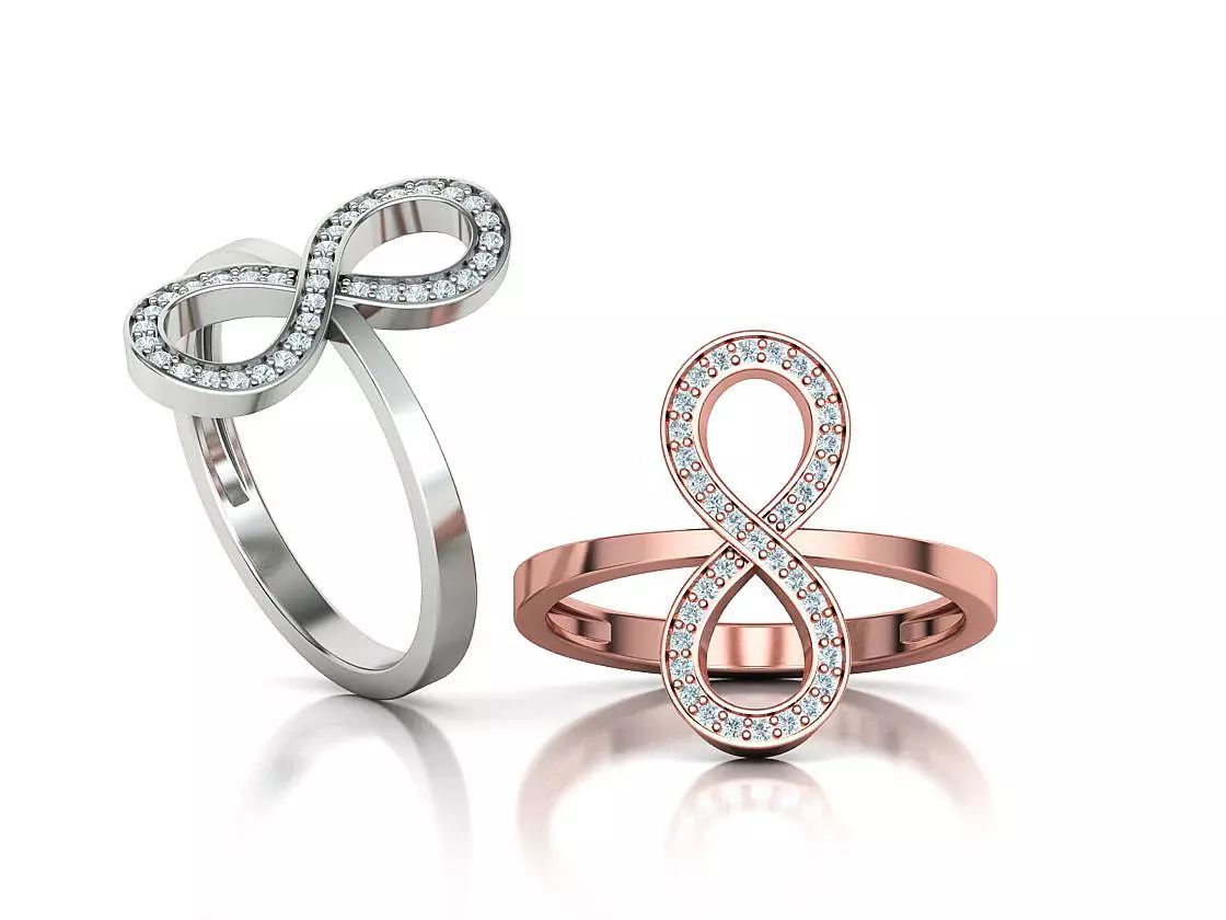 Infinity Symbol Ring North-South Infinity Diamond Ring 3D print model
