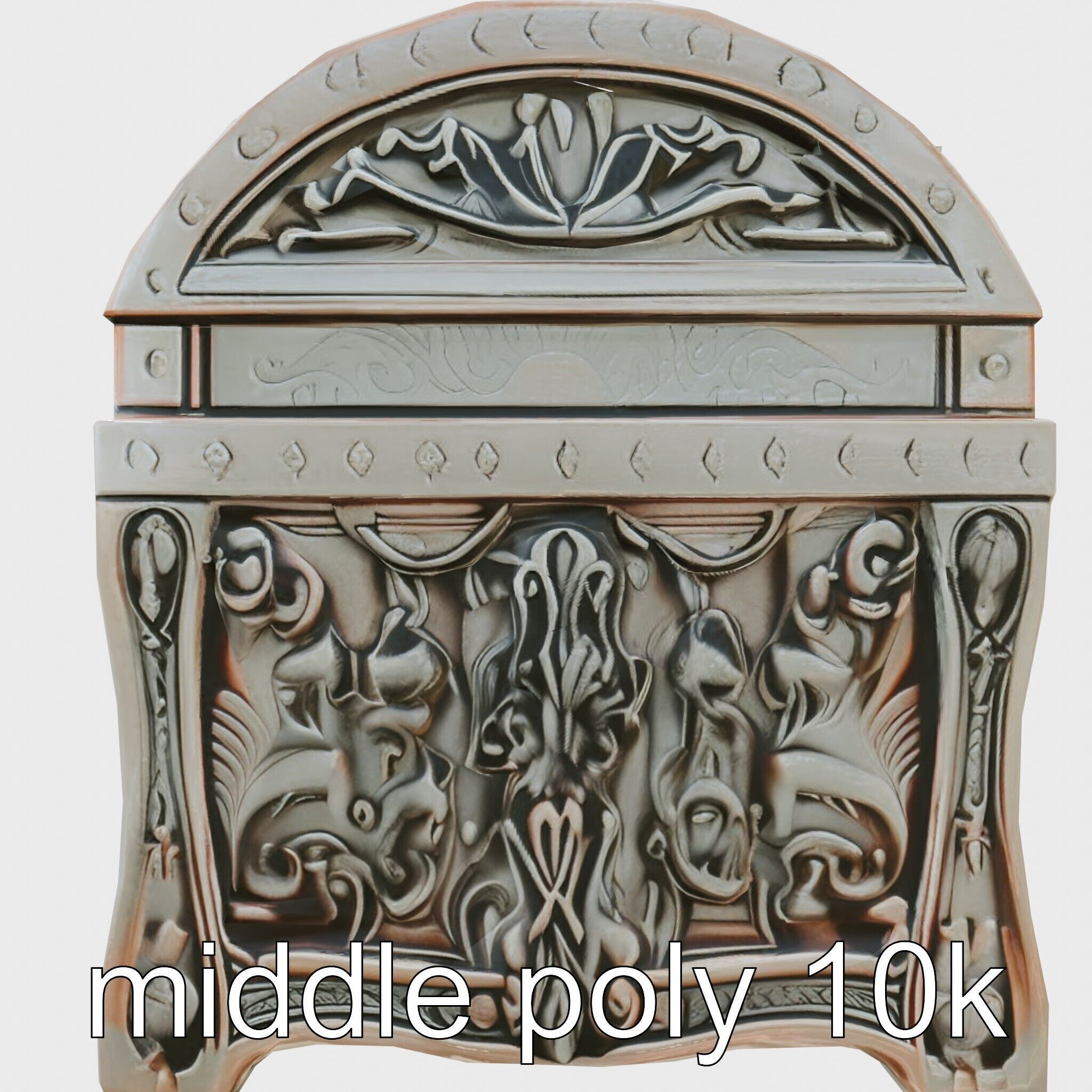 Dark Fantasy Intricately Carved Treasure Chest Model Low-poly 3D model_12