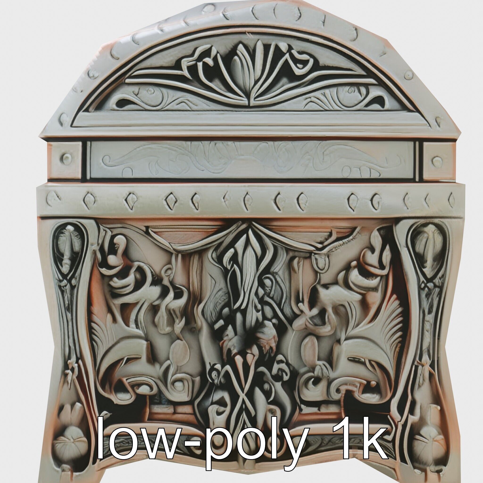 Dark Fantasy Intricately Carved Treasure Chest Model Low-poly 3D model_7