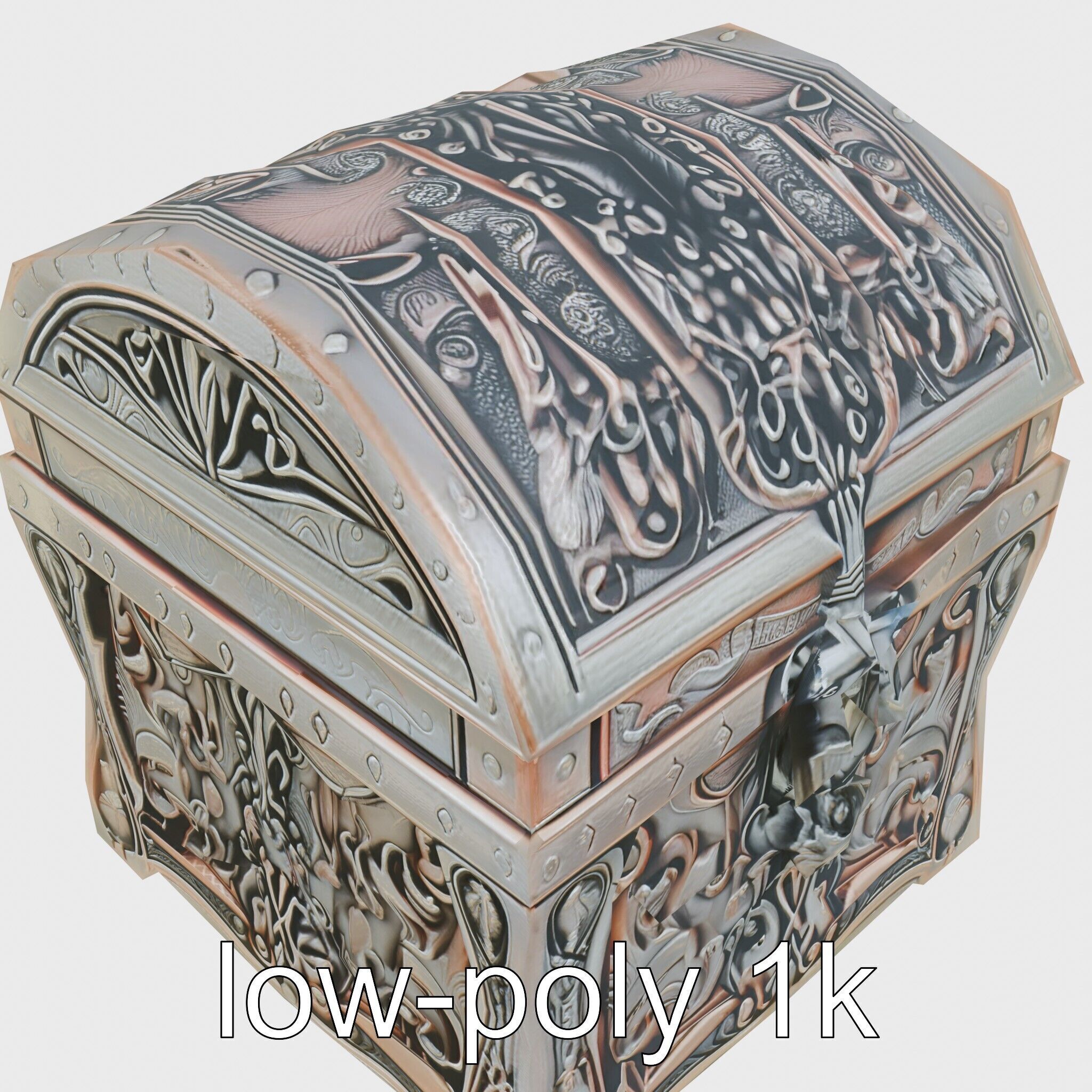 Dark Fantasy Intricately Carved Treasure Chest Model Low-poly 3D model_24