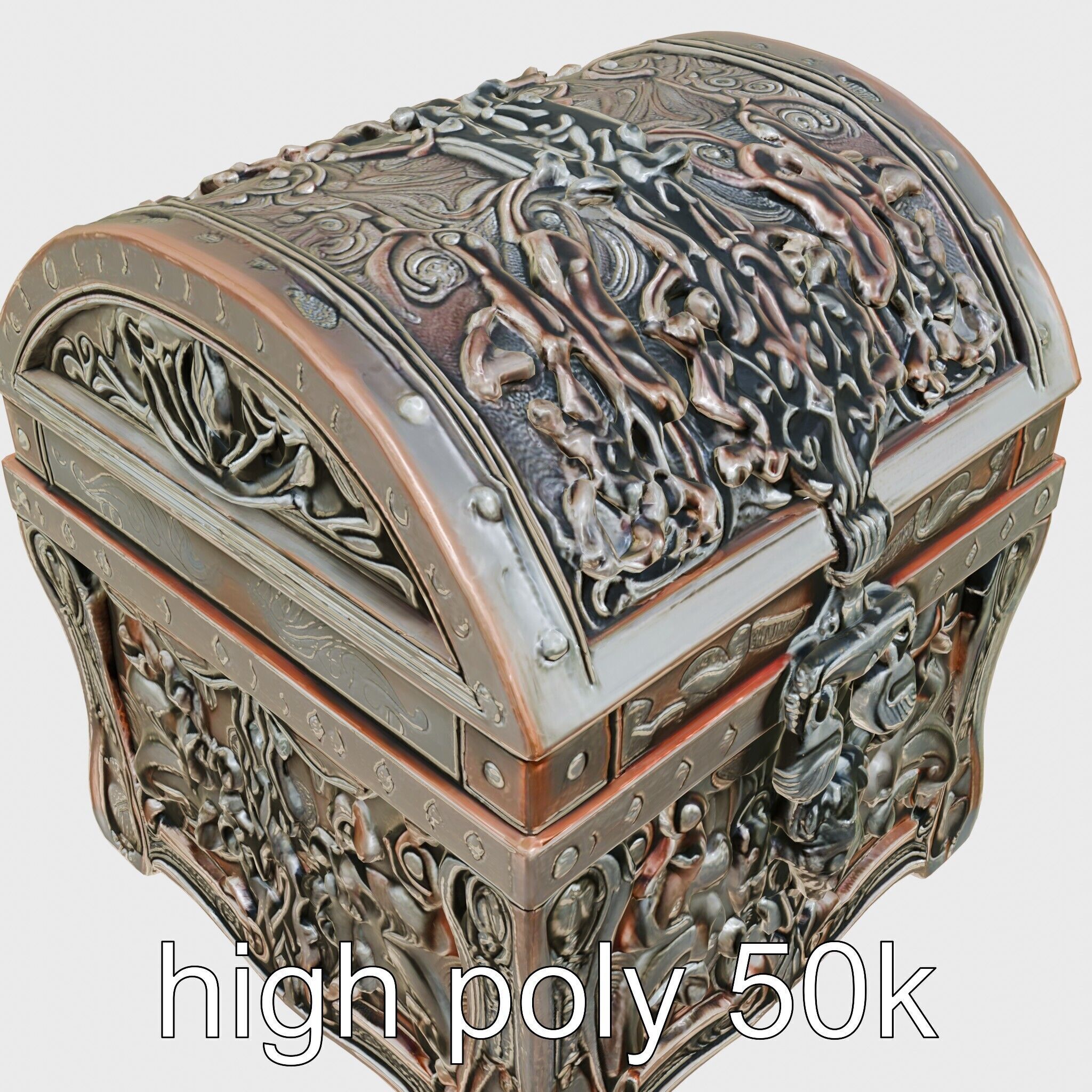 Dark Fantasy Intricately Carved Treasure Chest Model Low-poly 3D model_14