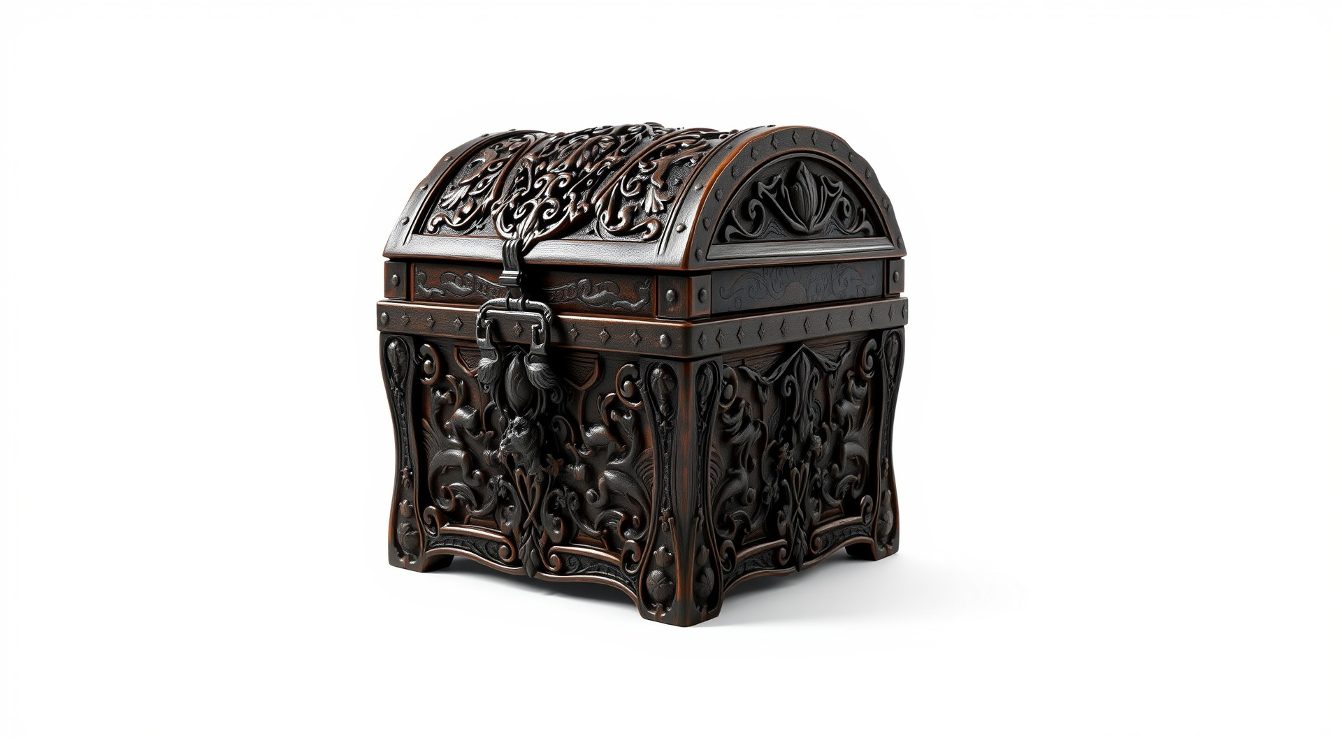 Dark Fantasy Intricately Carved Treasure Chest Model Low-poly 3D model_6