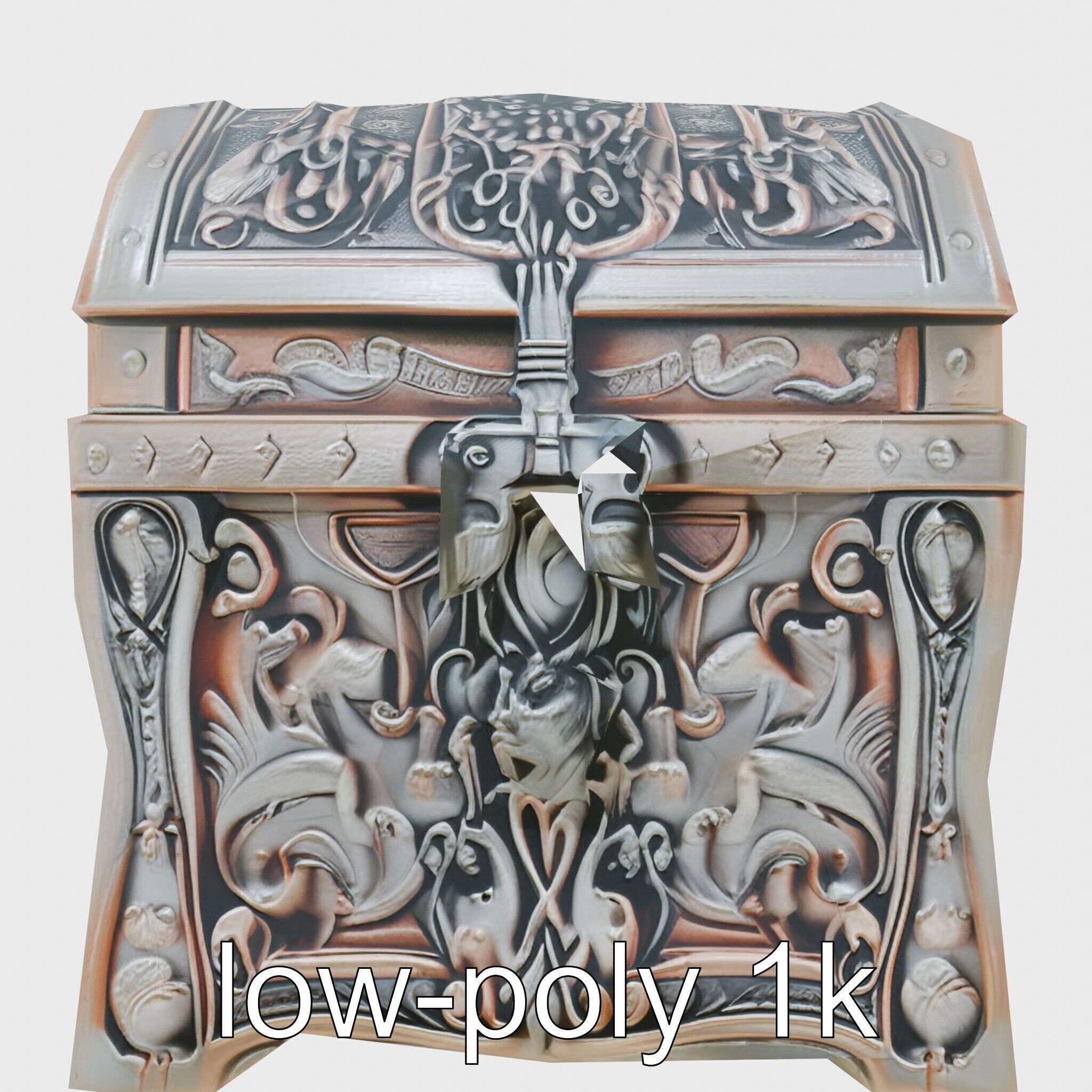 Dark Fantasy Intricately Carved Treasure Chest Model Low-poly 3D model_33