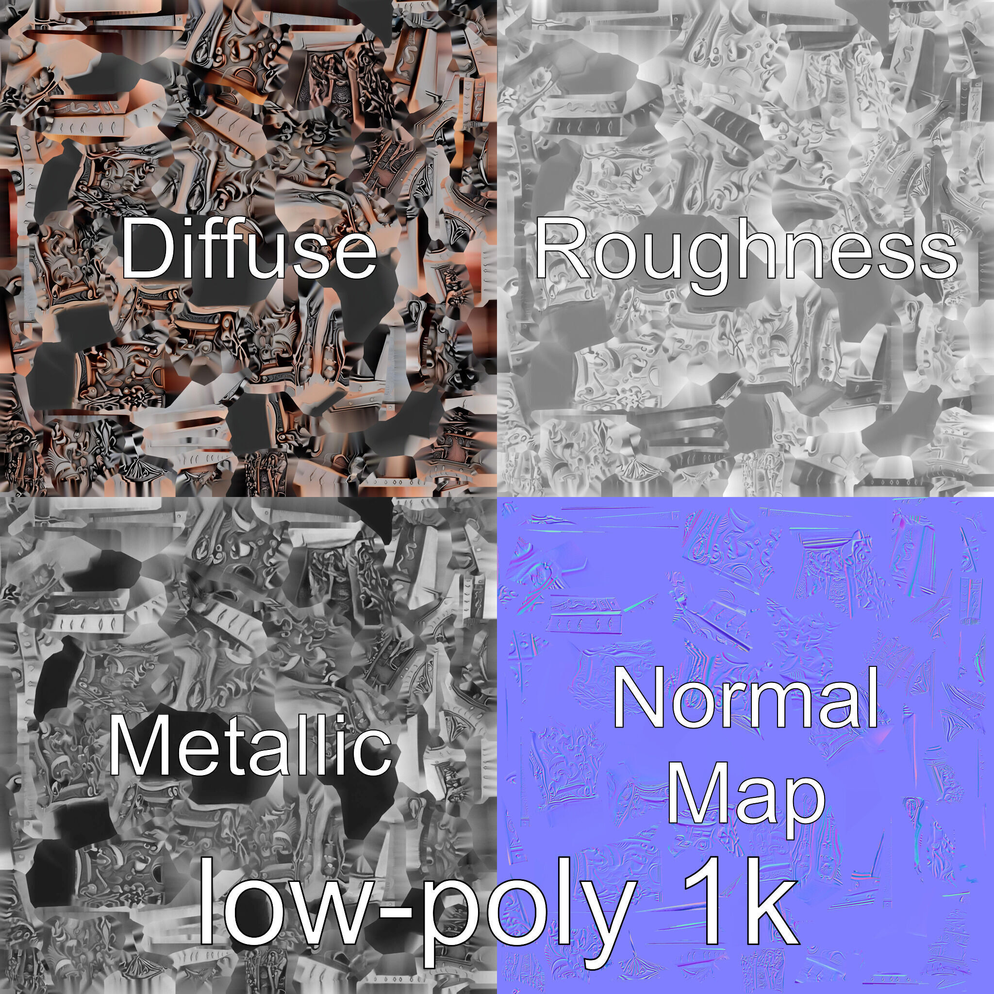 Dark Fantasy Intricately Carved Treasure Chest Model Low-poly 3D model_4