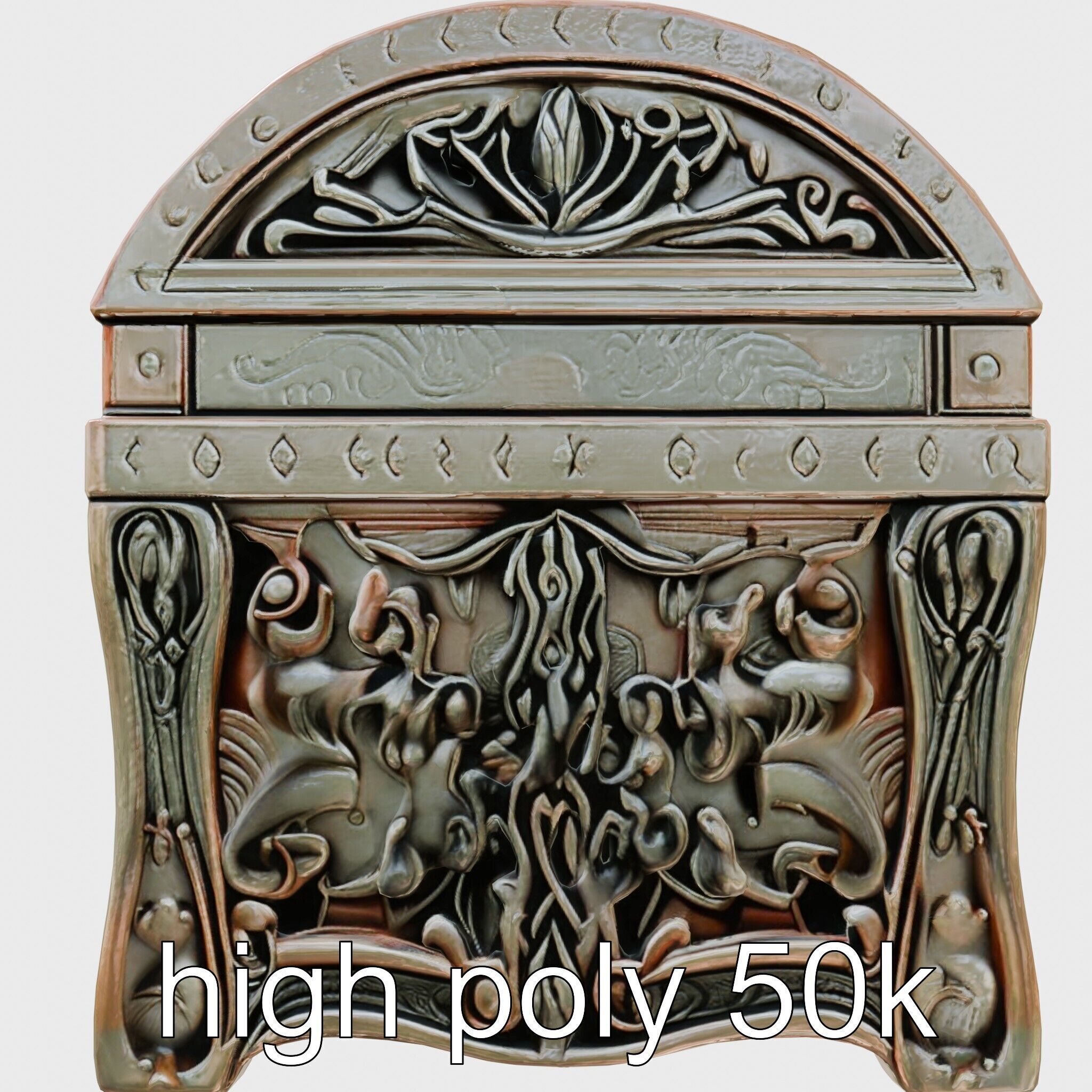 Dark Fantasy Intricately Carved Treasure Chest Model Low-poly 3D model_11
