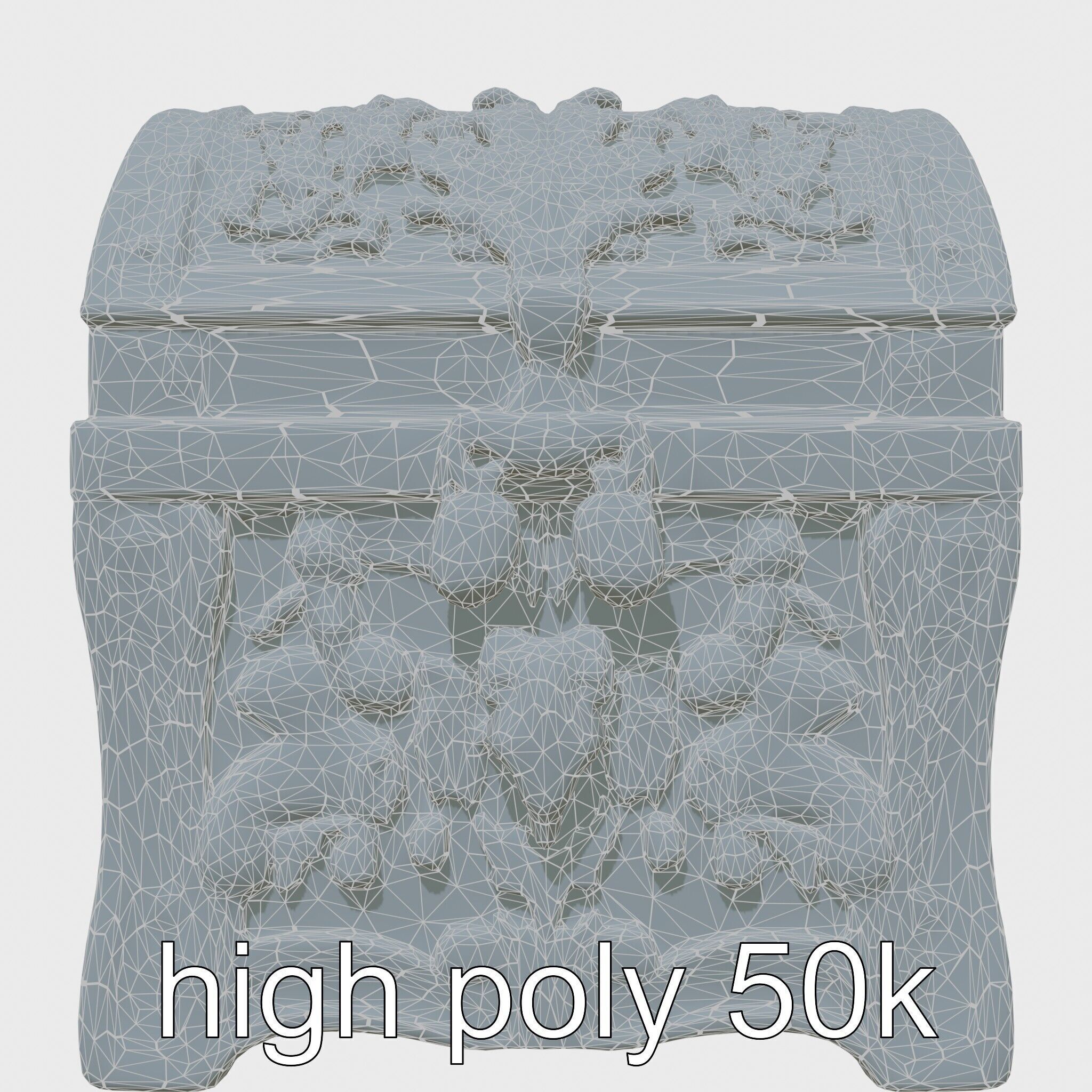 Dark Fantasy Intricately Carved Treasure Chest Model Low-poly 3D model_29