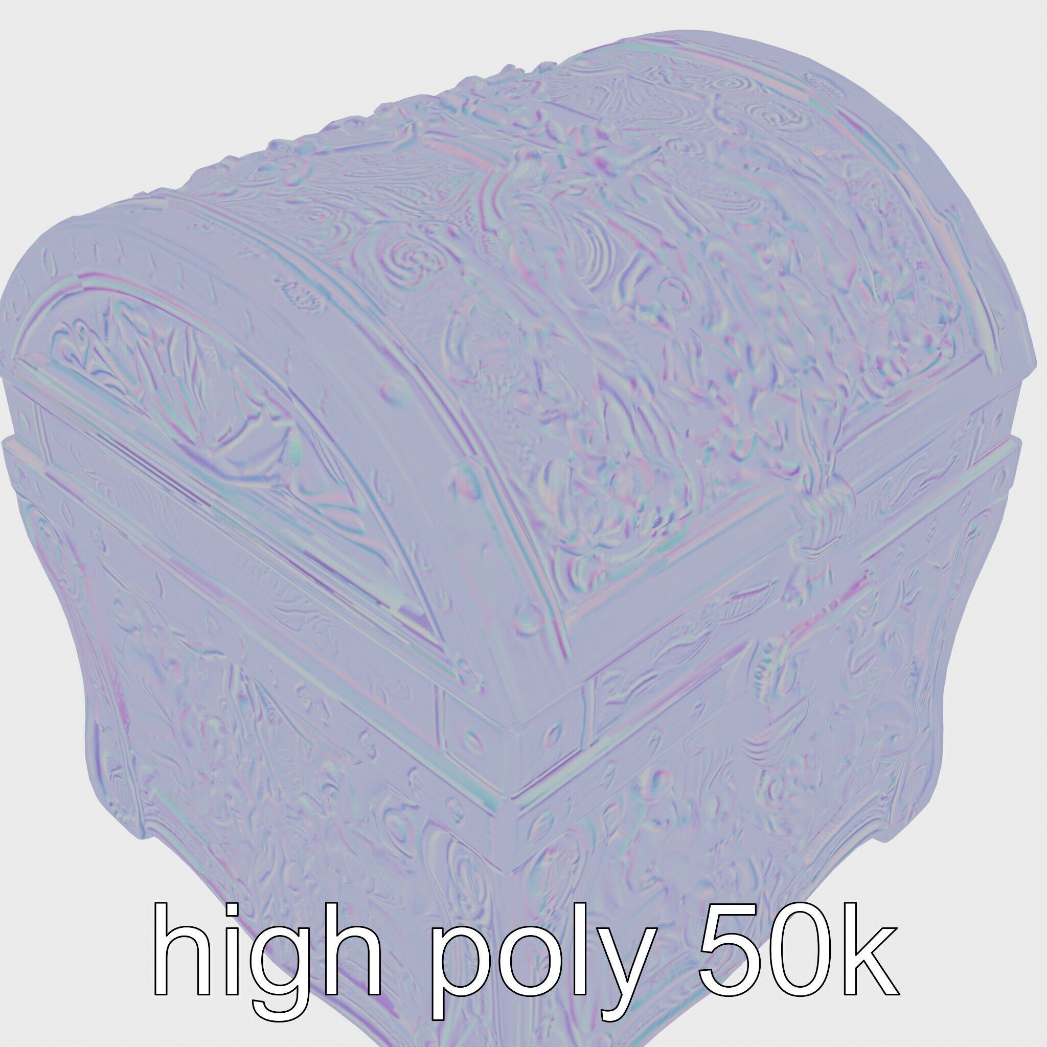 Dark Fantasy Intricately Carved Treasure Chest Model Low-poly 3D model_18